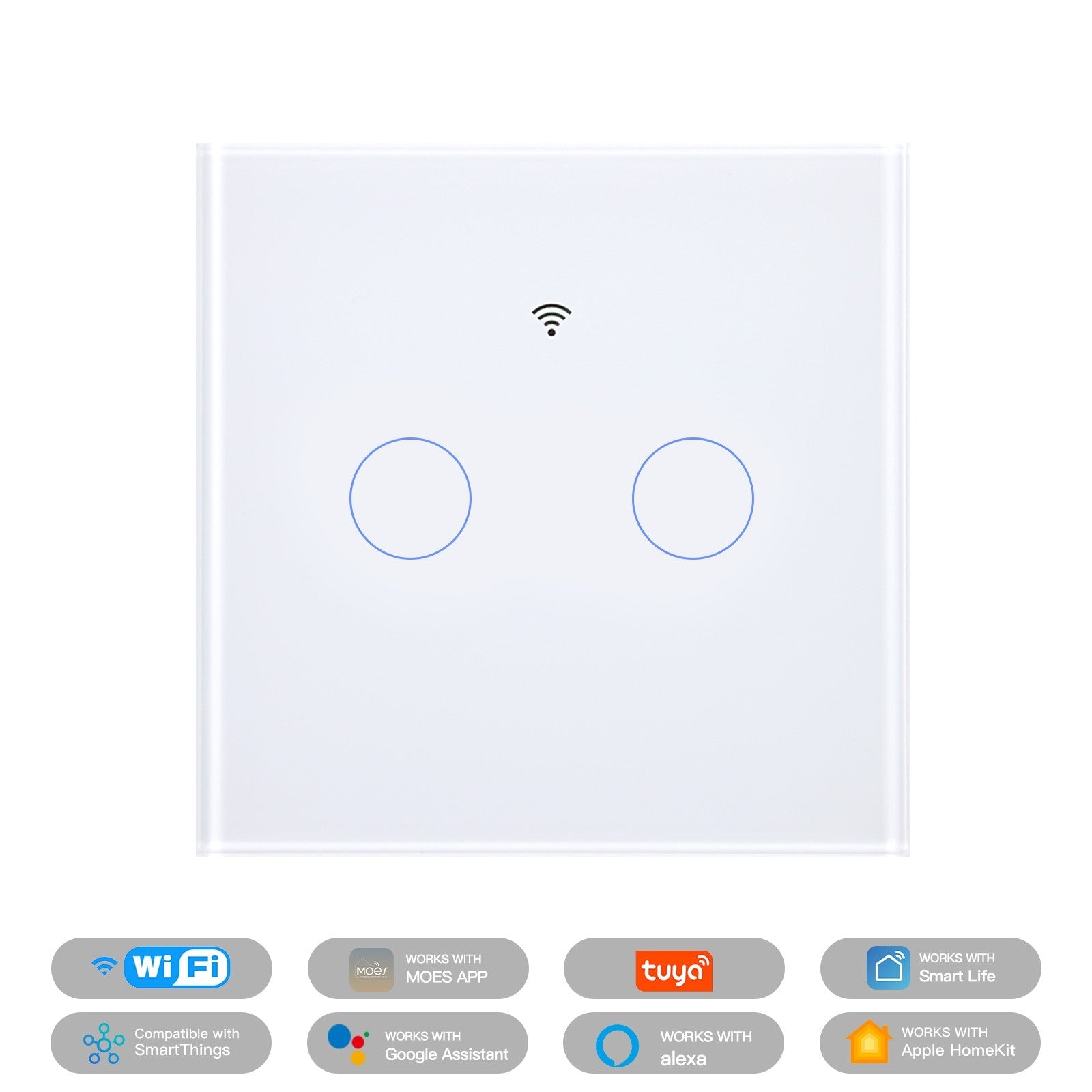 Matter WiFi Smart Light Switch Glass Panel Neutral Wire Required EU Standard、mySite、fannypackpong
