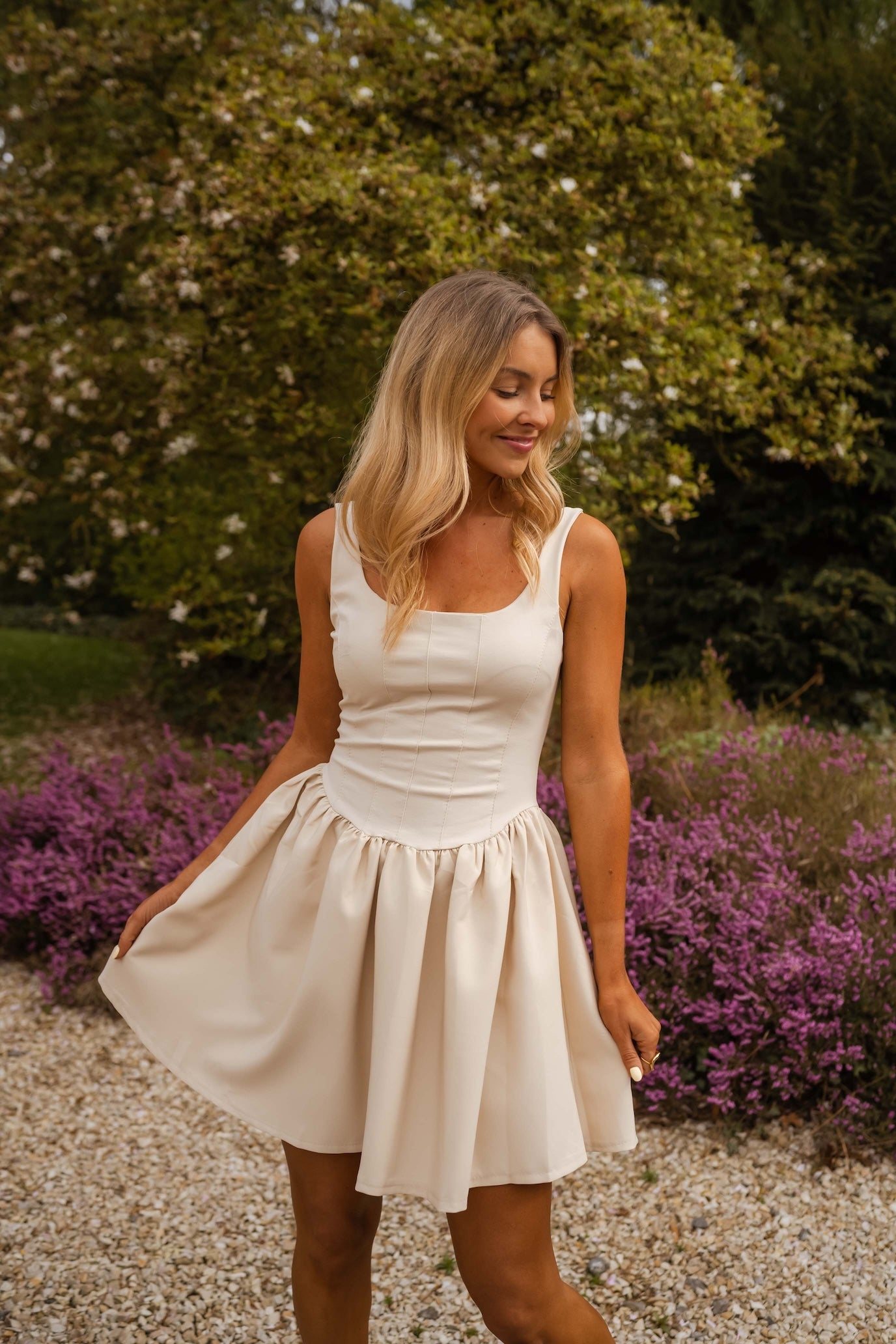 White pleated skirt