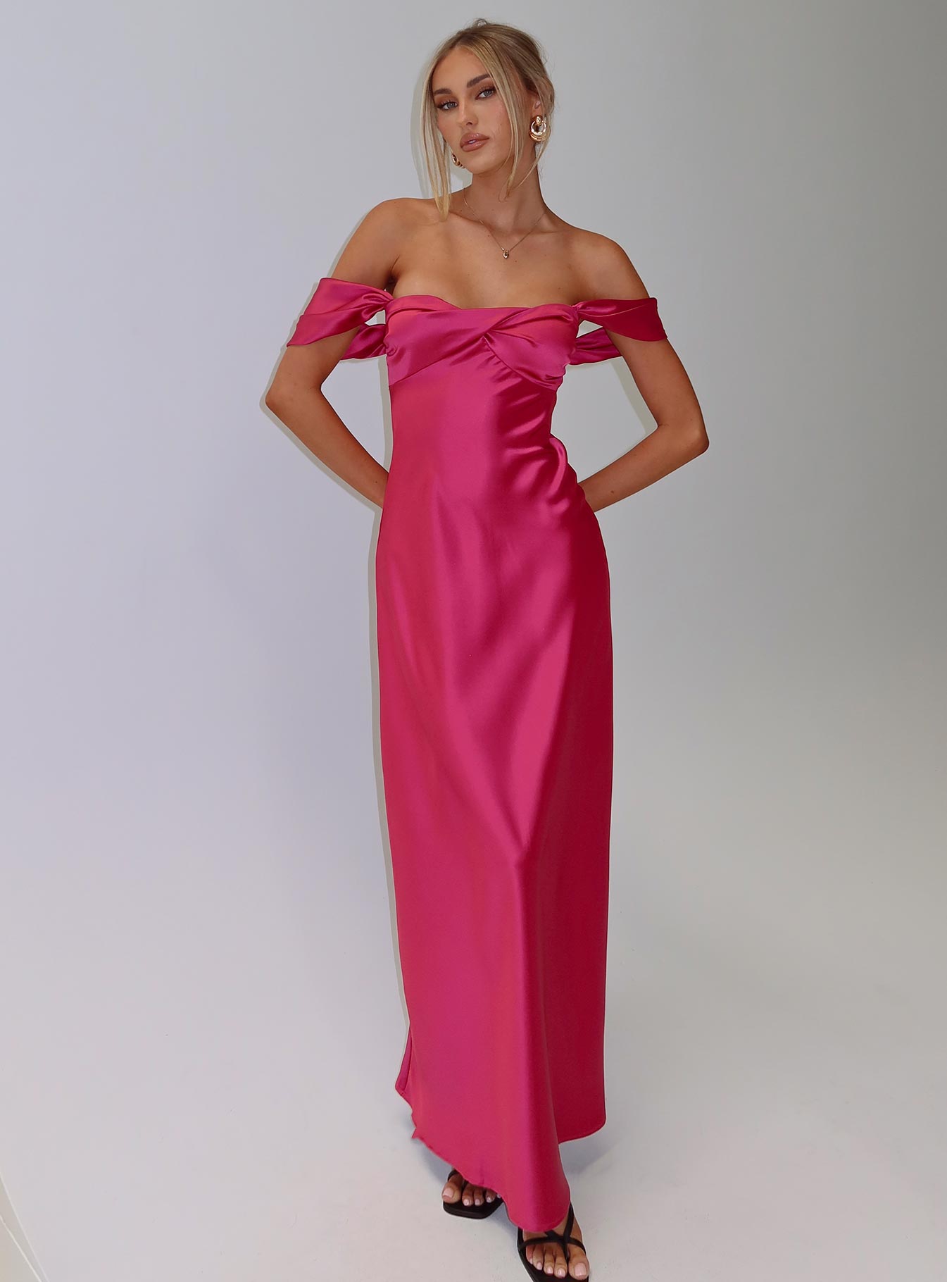 Live For You Off The Shoulder Maxi Dress Hot Pink、mySite、solidvoid