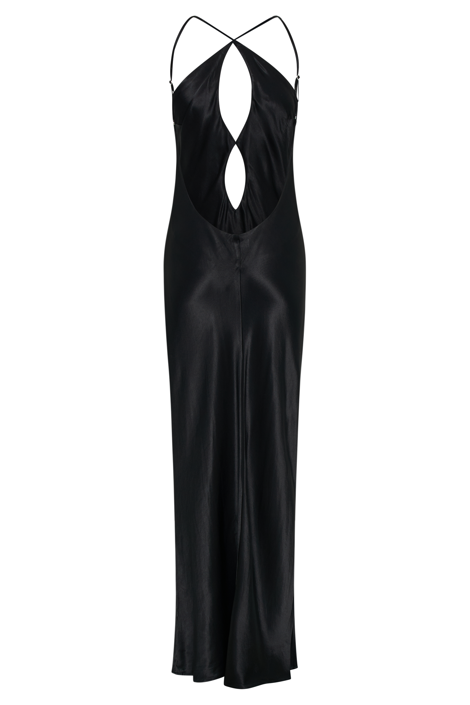 Lucia Satin Cut Out Maxi Dress - Black、mySite、solidvoid