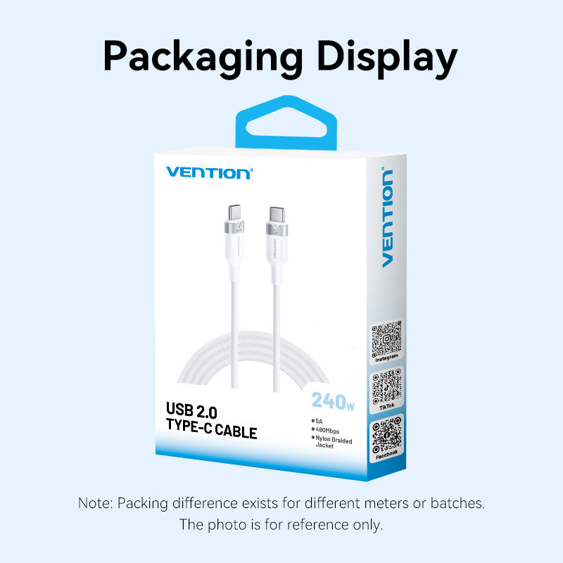 Vention USB 2.0 Type-C Male to Type-C Male 5A Cable Aluminum Alloy Type、mySite、fannypackpong