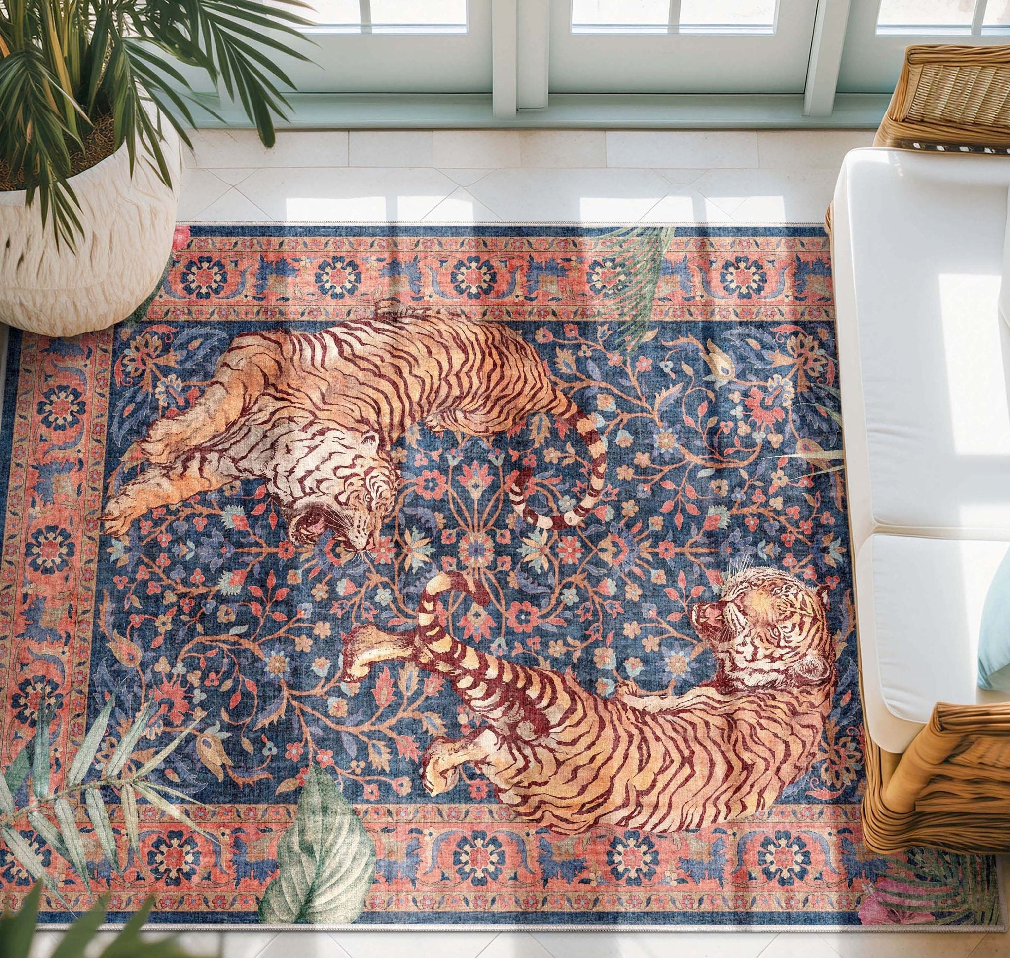 Apollo Botanical Floral Rug for Living Room, Dining Room, Bedroom and Kitchen、mySite、gigharbornorthrealestate