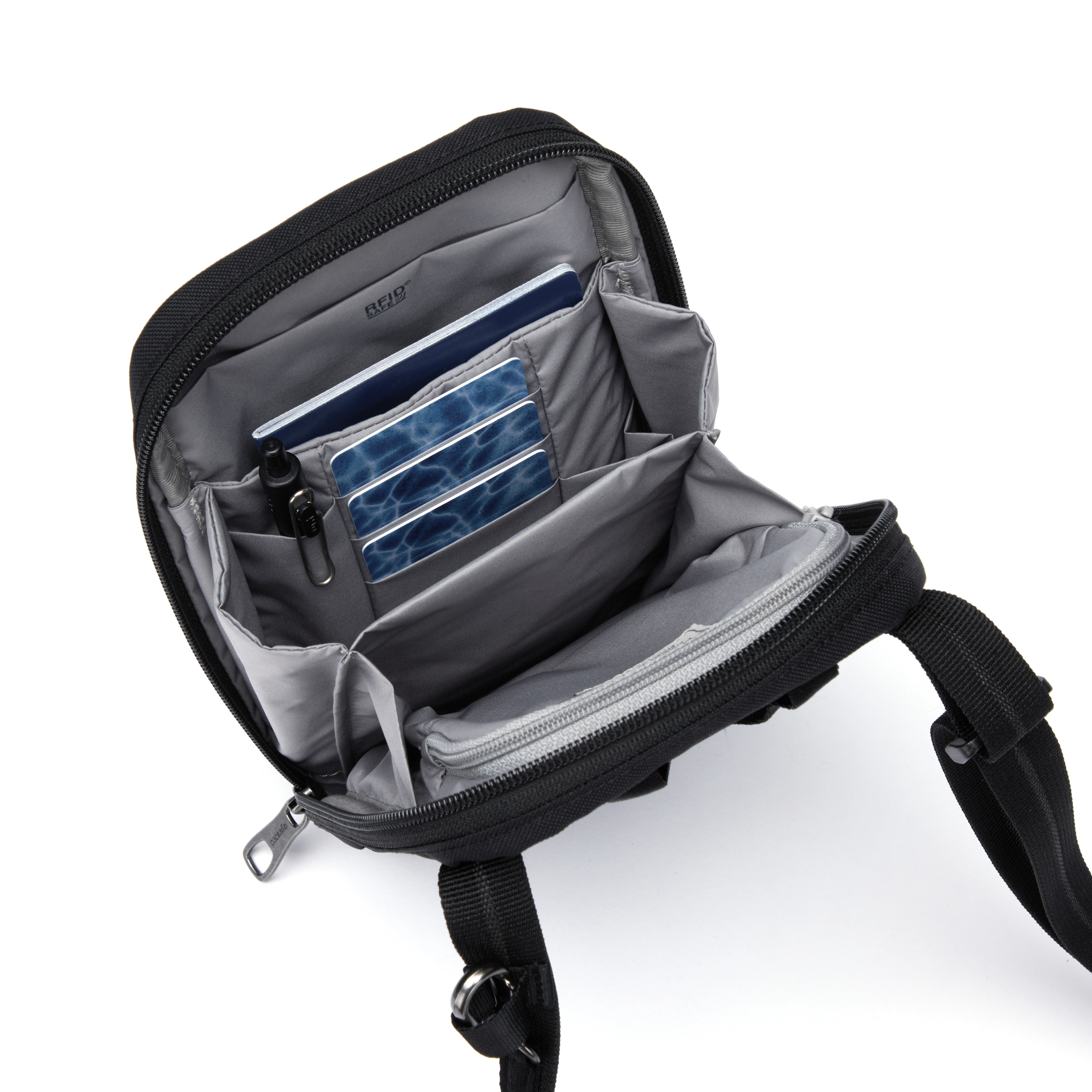 Pacsafe® RFIDsafe™ RFID blocking tech crossbody、mySite、garagedoors4me