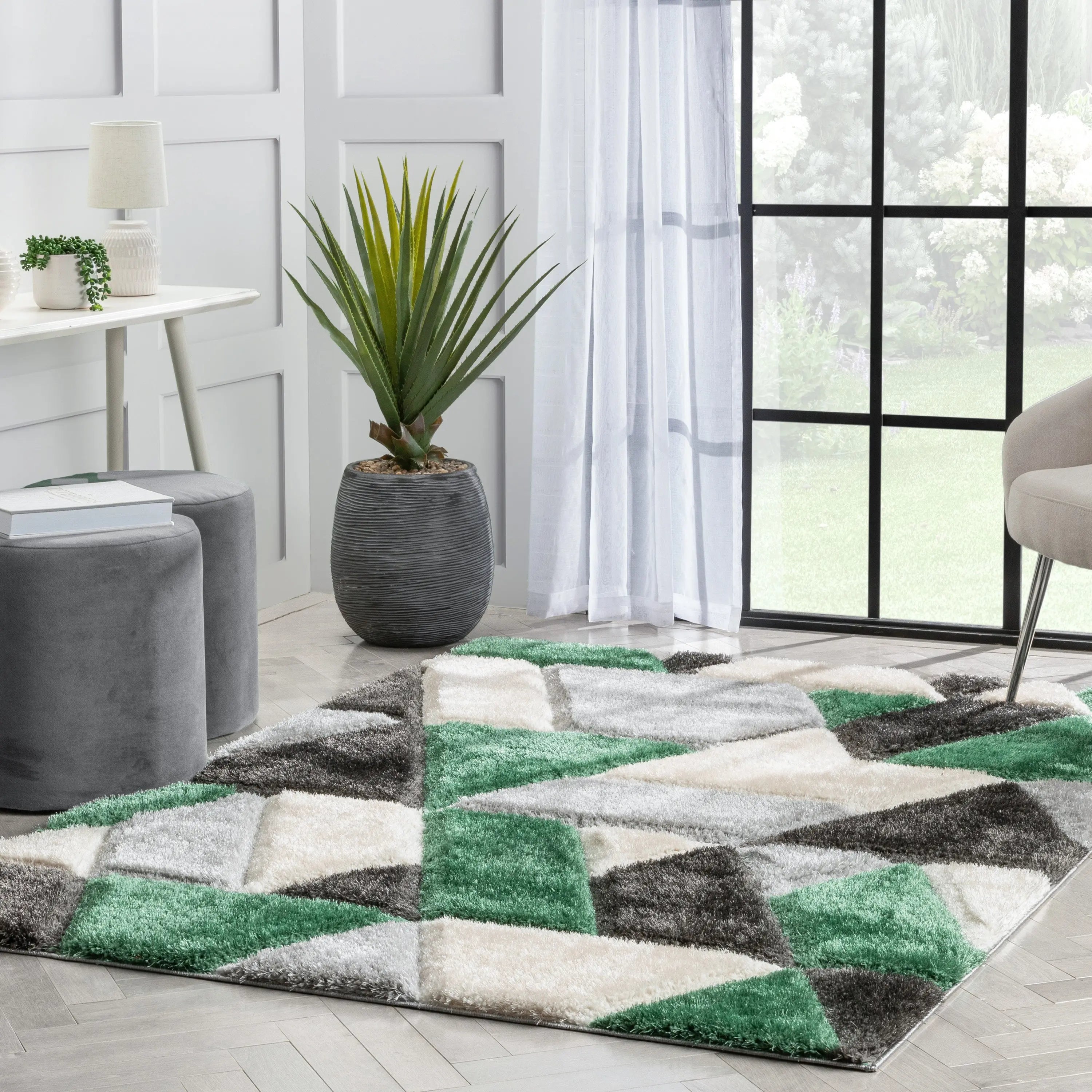 Holland Modern Geometric Green 3D Textured Thick & Soft Shag Rug、mySite、gigharbornorthrealestate