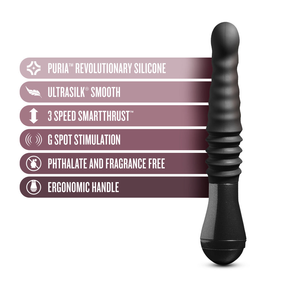 Temptasia By Blush® | Lazarus Curved G-Spot Black 10-Inch Long Rechargeable Thrusting & Vibrating Dildo、mySite、bottomscart