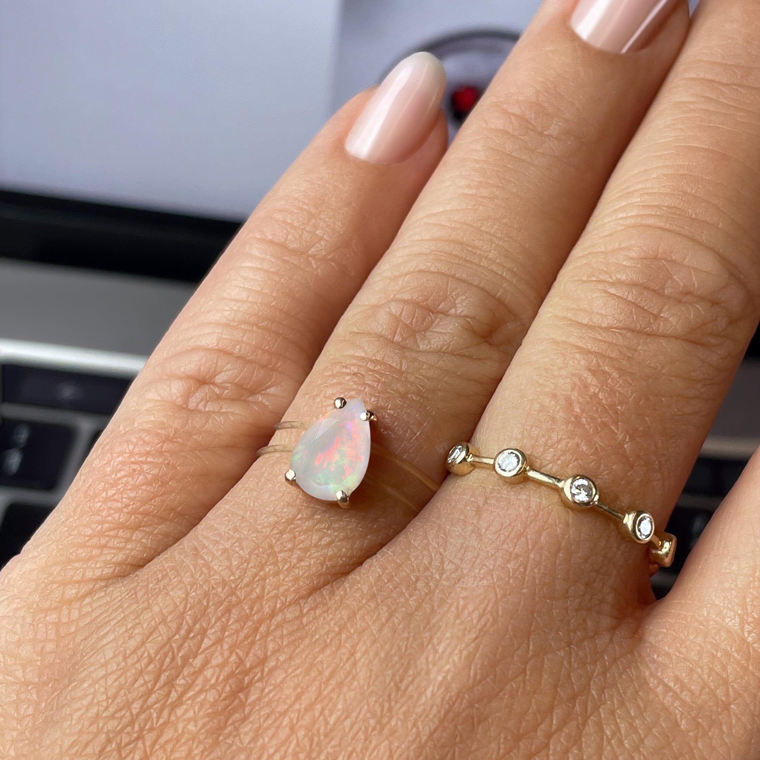 Opal Ring Floating Sway - October Birthstone、mySite、hinf8tx79