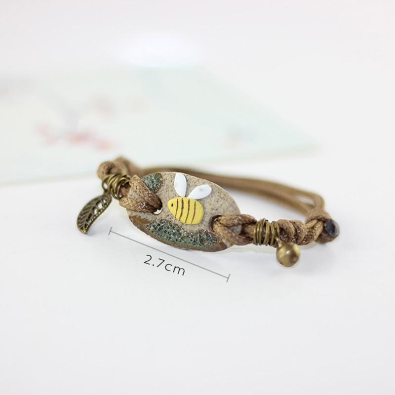 Ceramic Bee Charm Bracelet Bronze Mens/Ladies Wristband Bangle, So CUTE!、mySite、g9winljtr