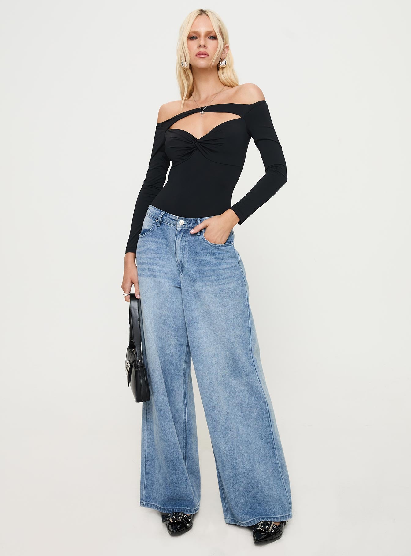 Bleue Long Sleeve Bodysuit Black、mySite、solidvoid