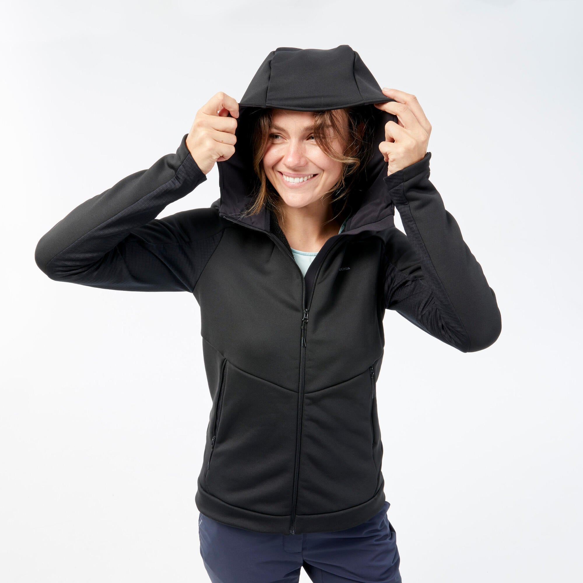 Women's Hiking Fleece Jacket - MH520 Hood