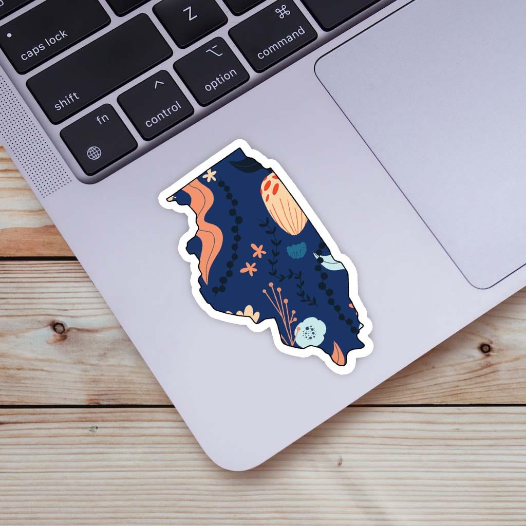  Illionois Blue Floral Abstract Sticker、mySite、ghnorth