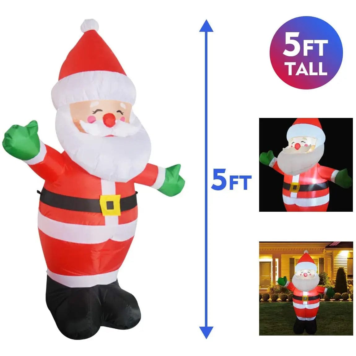 Inflatable Santa Claus by Goosh 5 ft Christmas Inflatable Blow up Santa Yard Decoration、mySite、g9winljtr