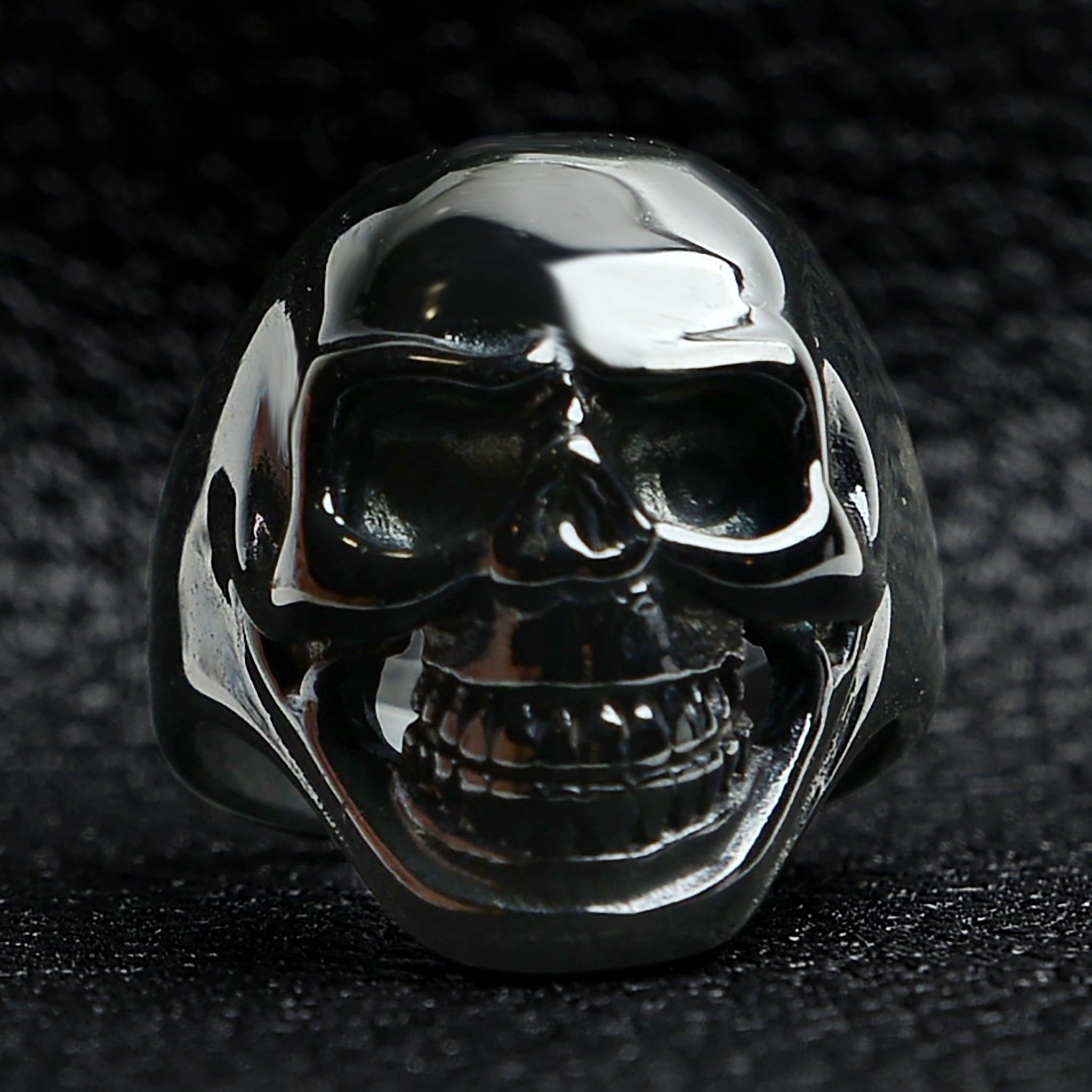 Black Grinning Skull Stainless Steel Ring / SCR4066、mySite、dreamappss