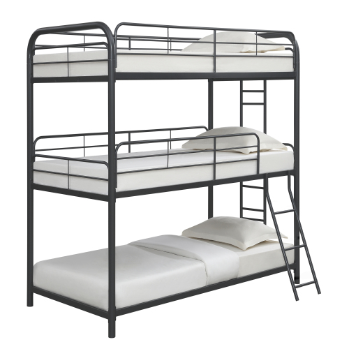 Furniture Triple Bunk Bed, FULL/FULL/FULL, black、、casual