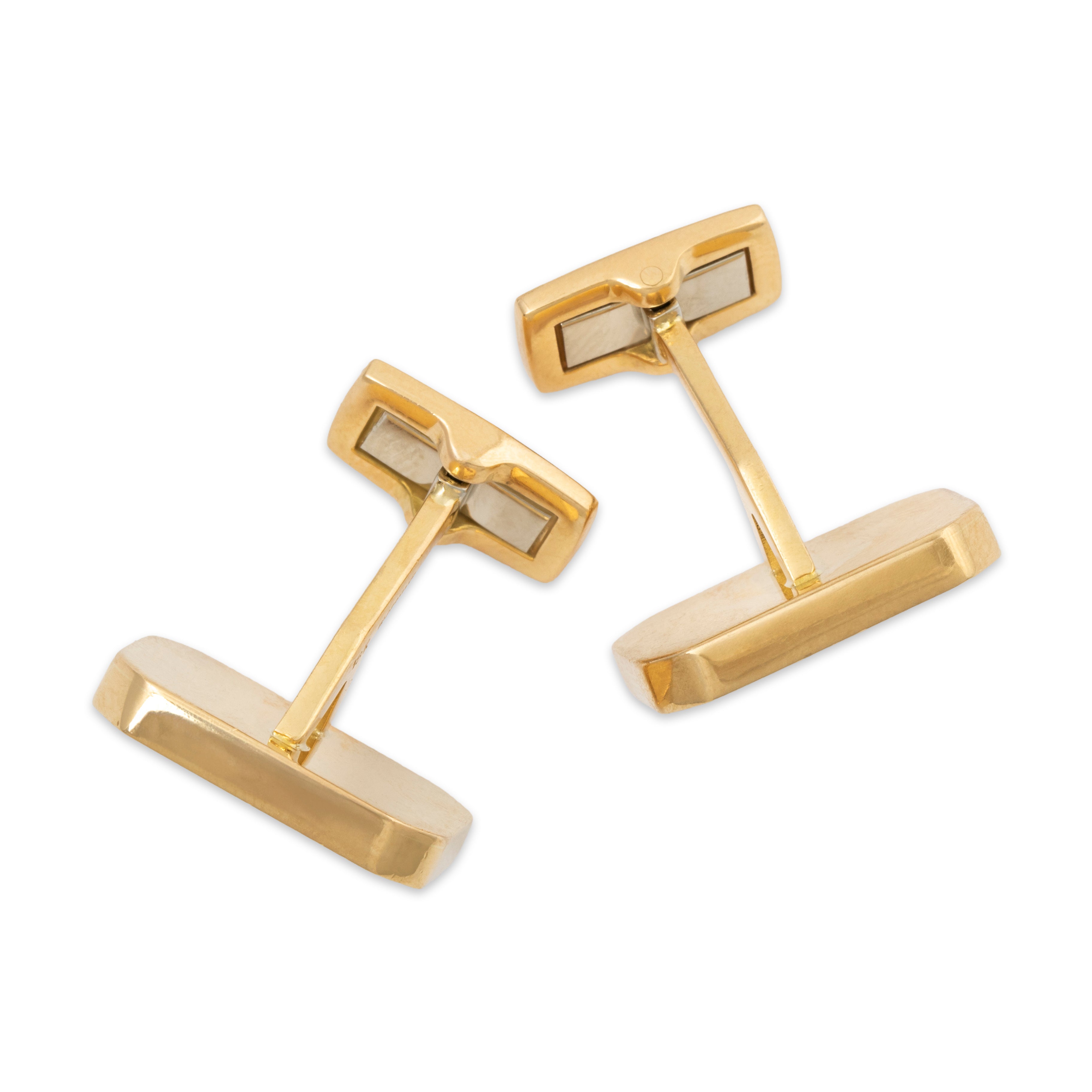 Vintage West German 18k Yellow Gold Lapis Onyx Mid-Century Cufflinks、mySite、hinf8tx79