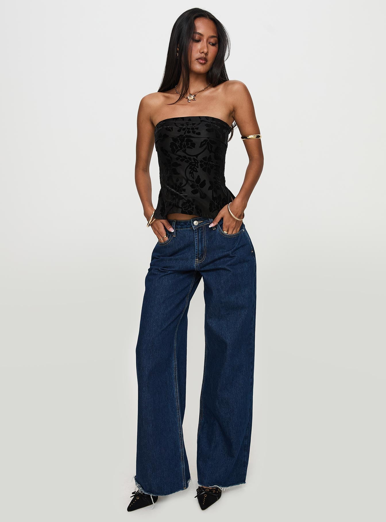 Attlee Strapless Top Black Floral、mySite、solidvoid