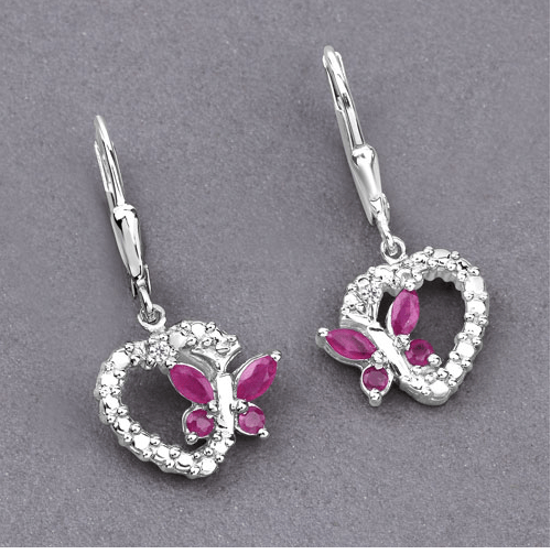Butterfly and Heart Earrings Genuine Gemstones 925 Sterling Silver、mySite、g9winljtr