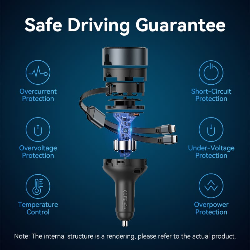 Vention Car Charger with Built-In Cable、mySite、fannypackpong