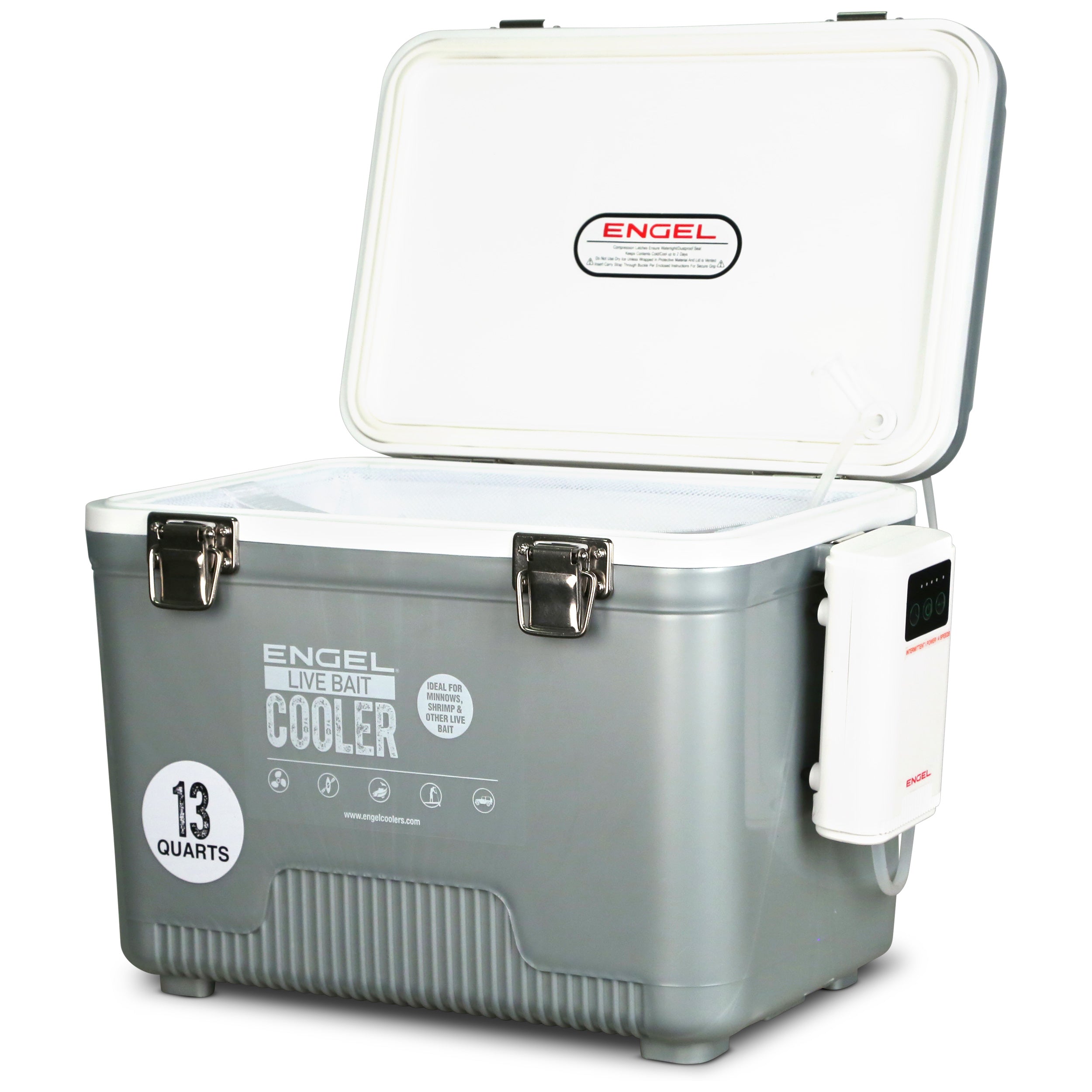 Engel 13Qt Live bait Pro Cooler with AP3 Rechargeable Aerator & Stainless Hardware、mySite、noshort