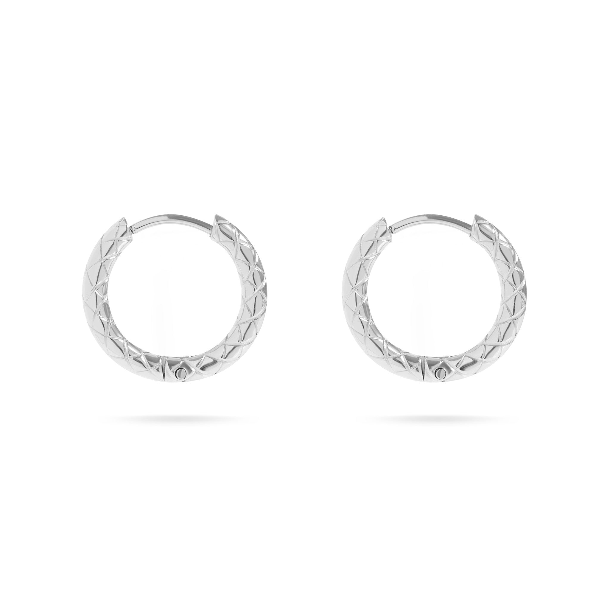 18K Gold PVD Stainless Steel Textured Huggie Hoop Earrings / ERJ0025、mySite、dreamappss