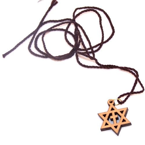 Messianic Star of David with Cross Olive wood with Mother of Pearls with Certificate (60cm / 23.5 inches, Star is 1 inch)、mySite、topwebapps