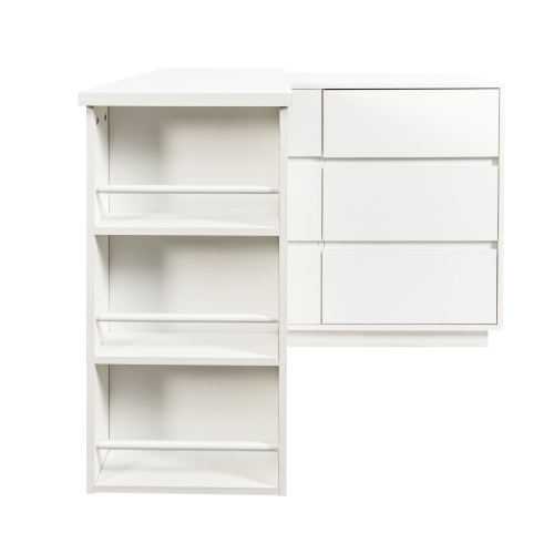 Home Office Computer Desk with Hutch, Antiqued White finish、、casual