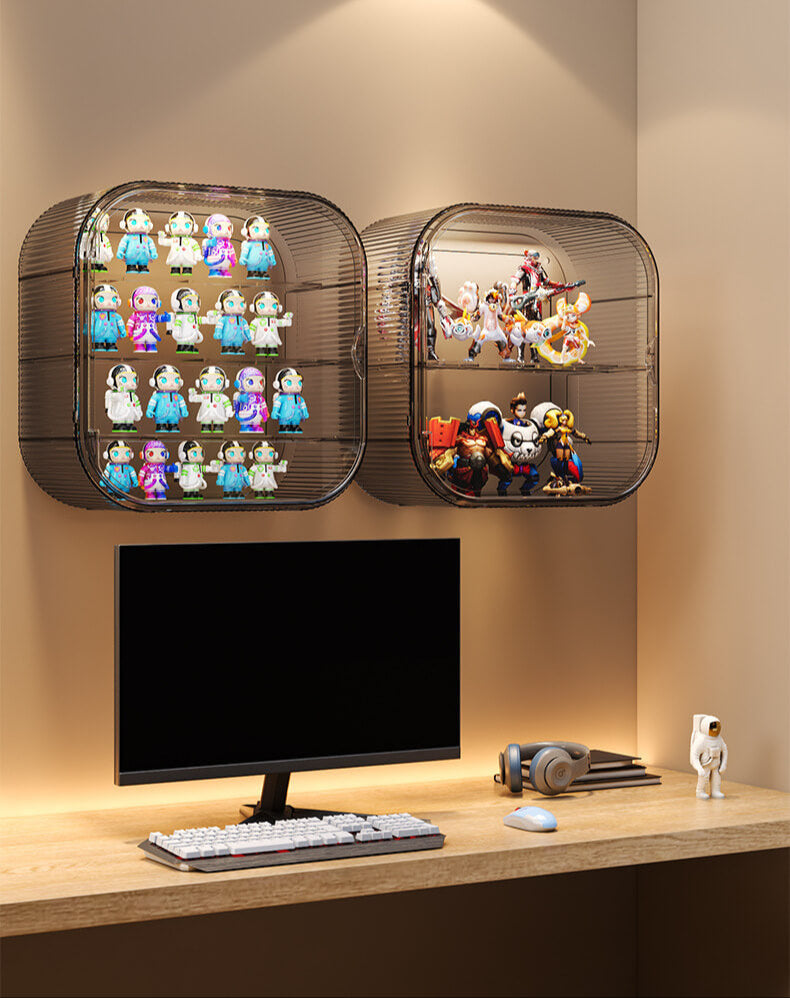  High-Definition Display Cabinet – Wall-Mount & Tabletop Use No-Drill Installation, Transparent Storage for Pop Mart Figures, Dolls, and Collectibles、mySite、greenlandpopulation