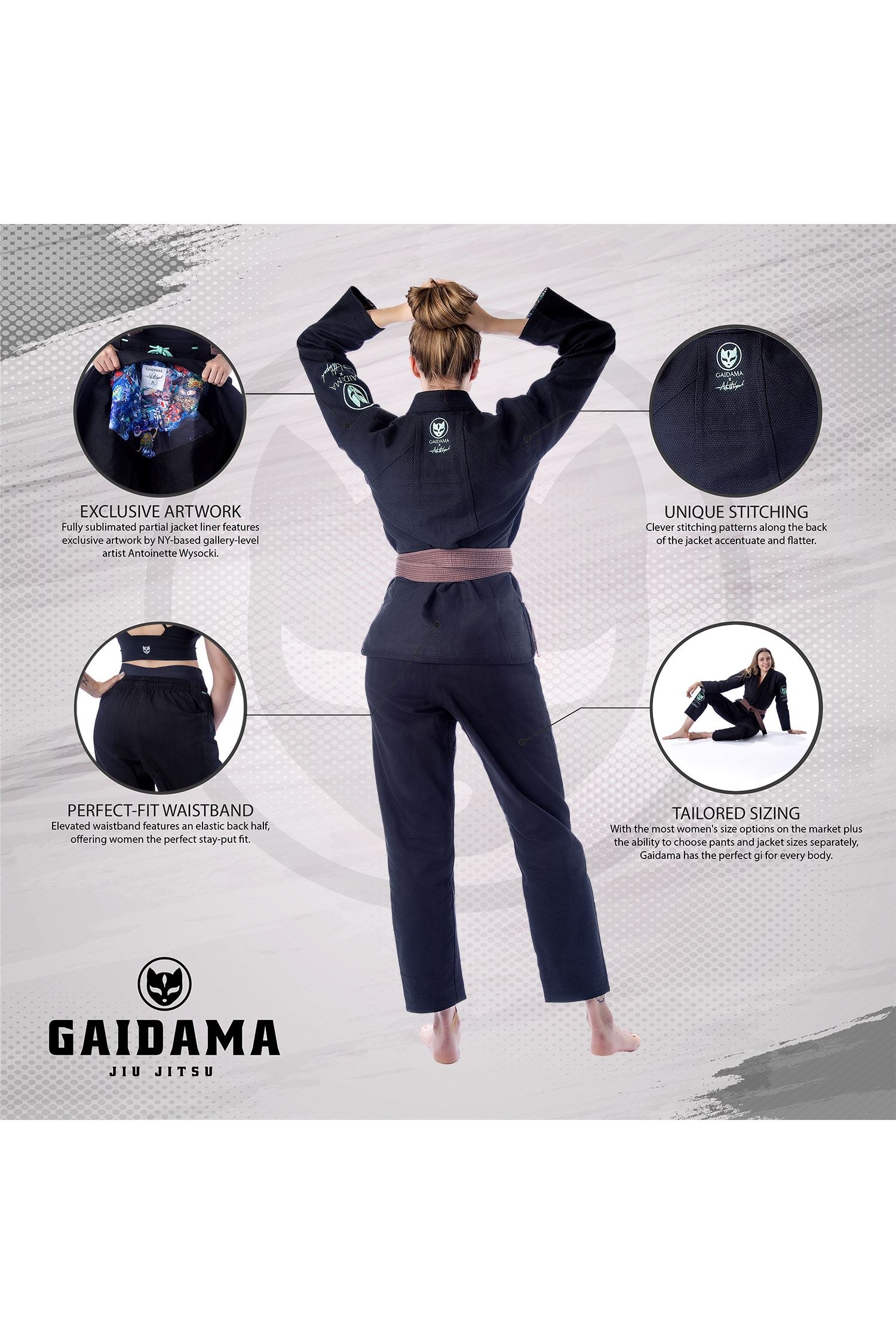 Women's Gaidama x Antoinette Wysocki Perfect Fit Jiu Jitsu Gi - Black、mySite、gigharbornorthrealestate