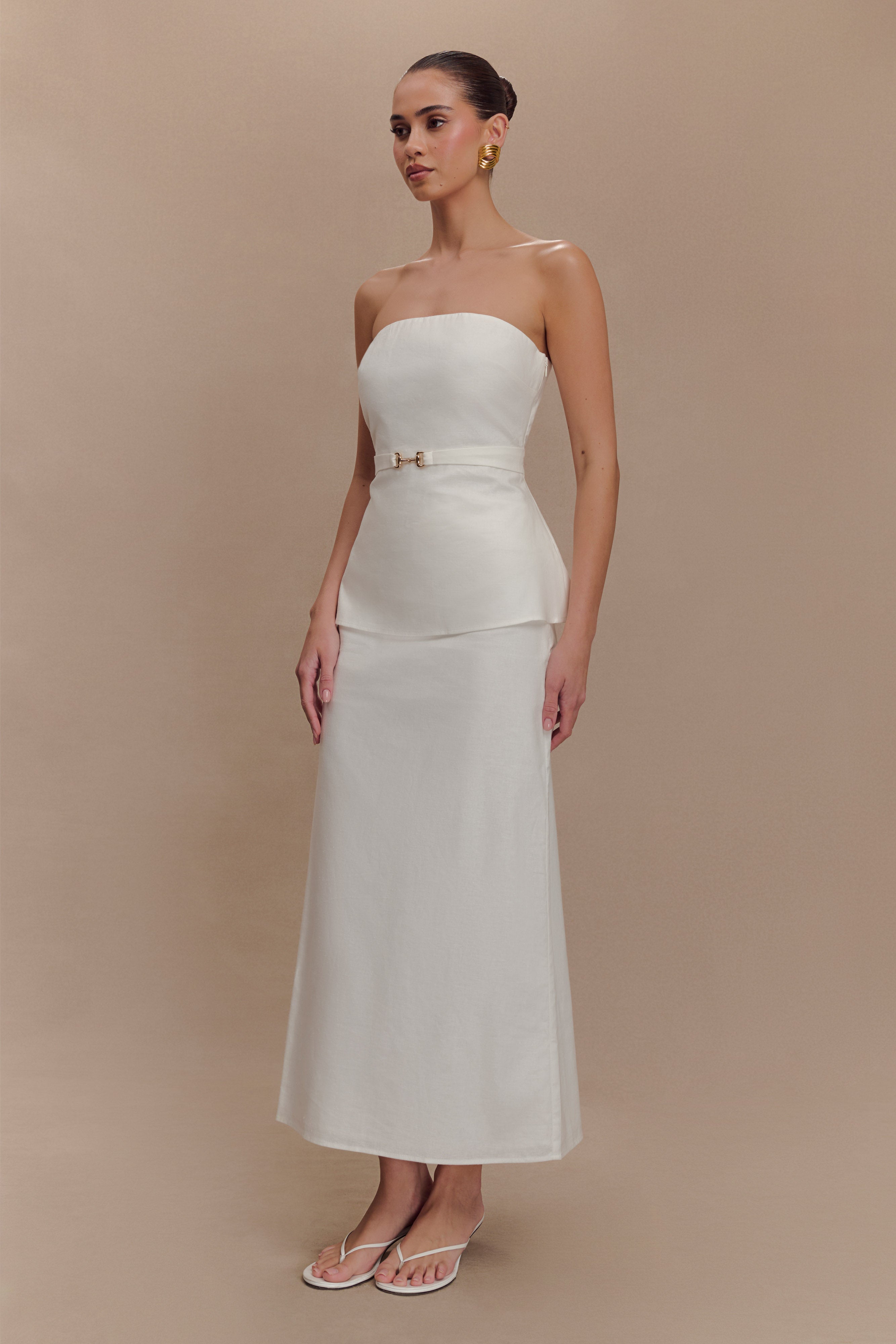 Dora Strapless Linen Top - Ivory、mySite、solidvoid