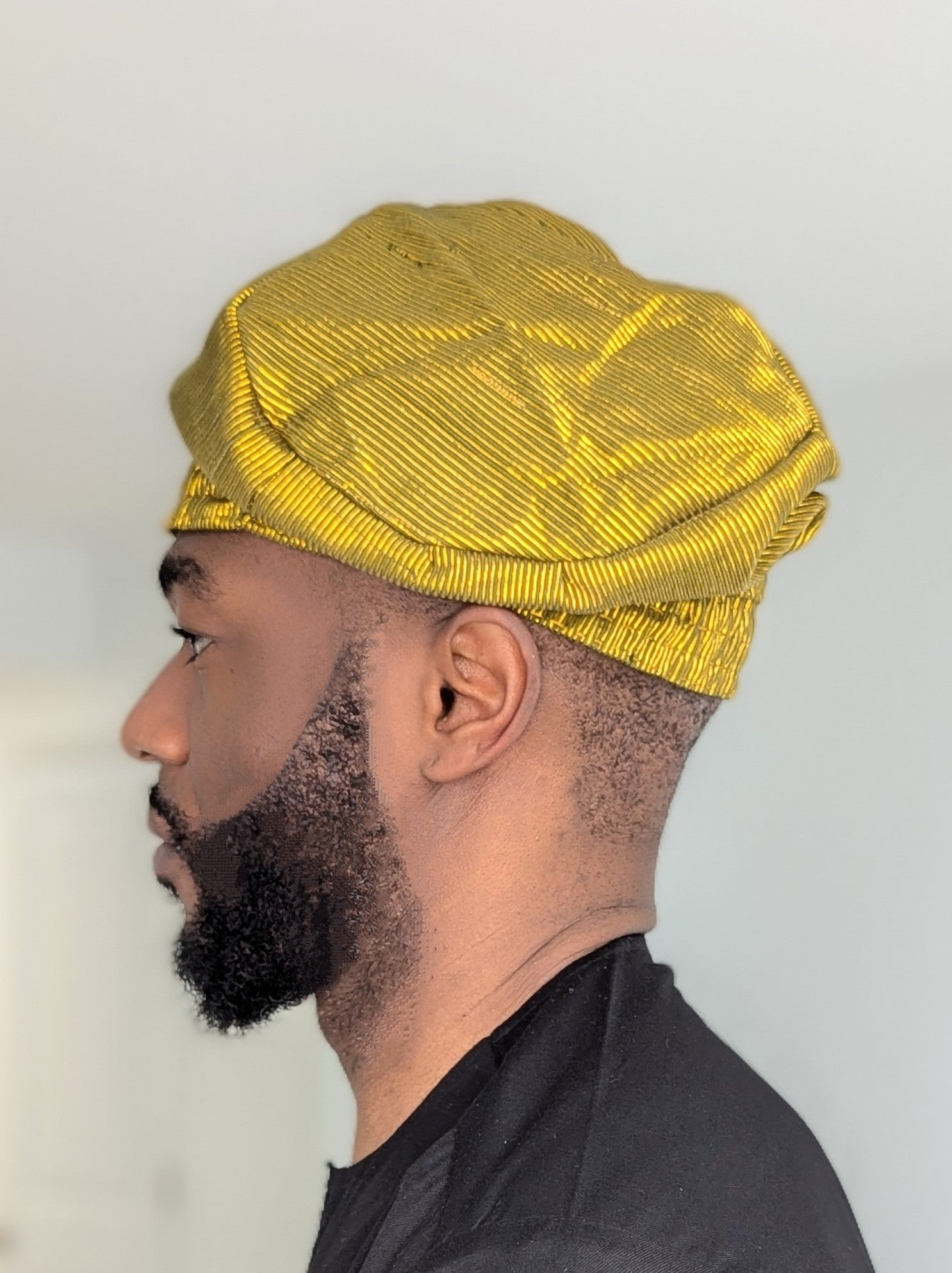 Dupsie's OkoAso Striped Gold African Aso Oke Fila Kufi Cap Hat DPAHSG43、mySite、solidvoid