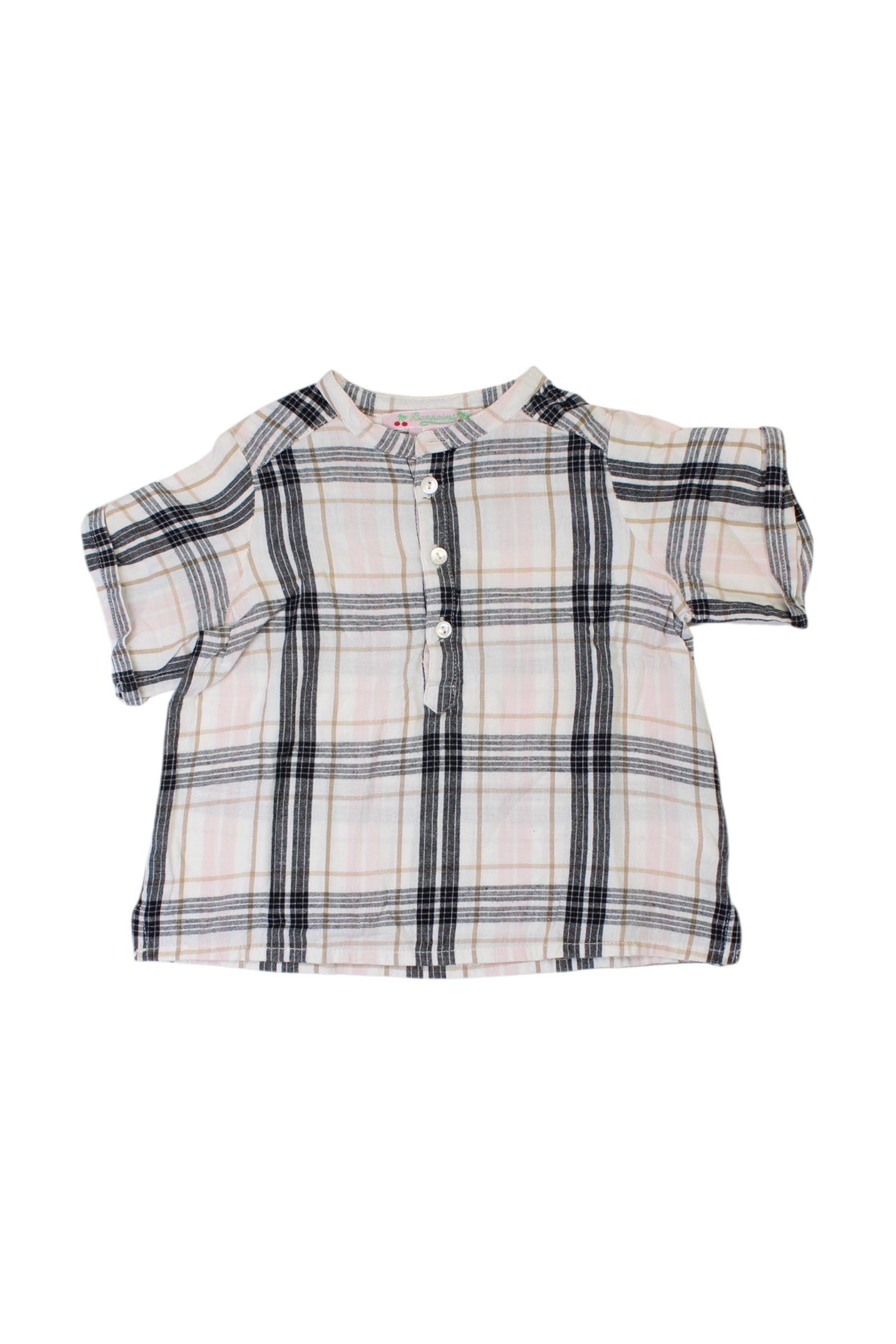 Bonpoint Checkered Short Sleeve Shirt 12-18M、mySite、g9winljtr