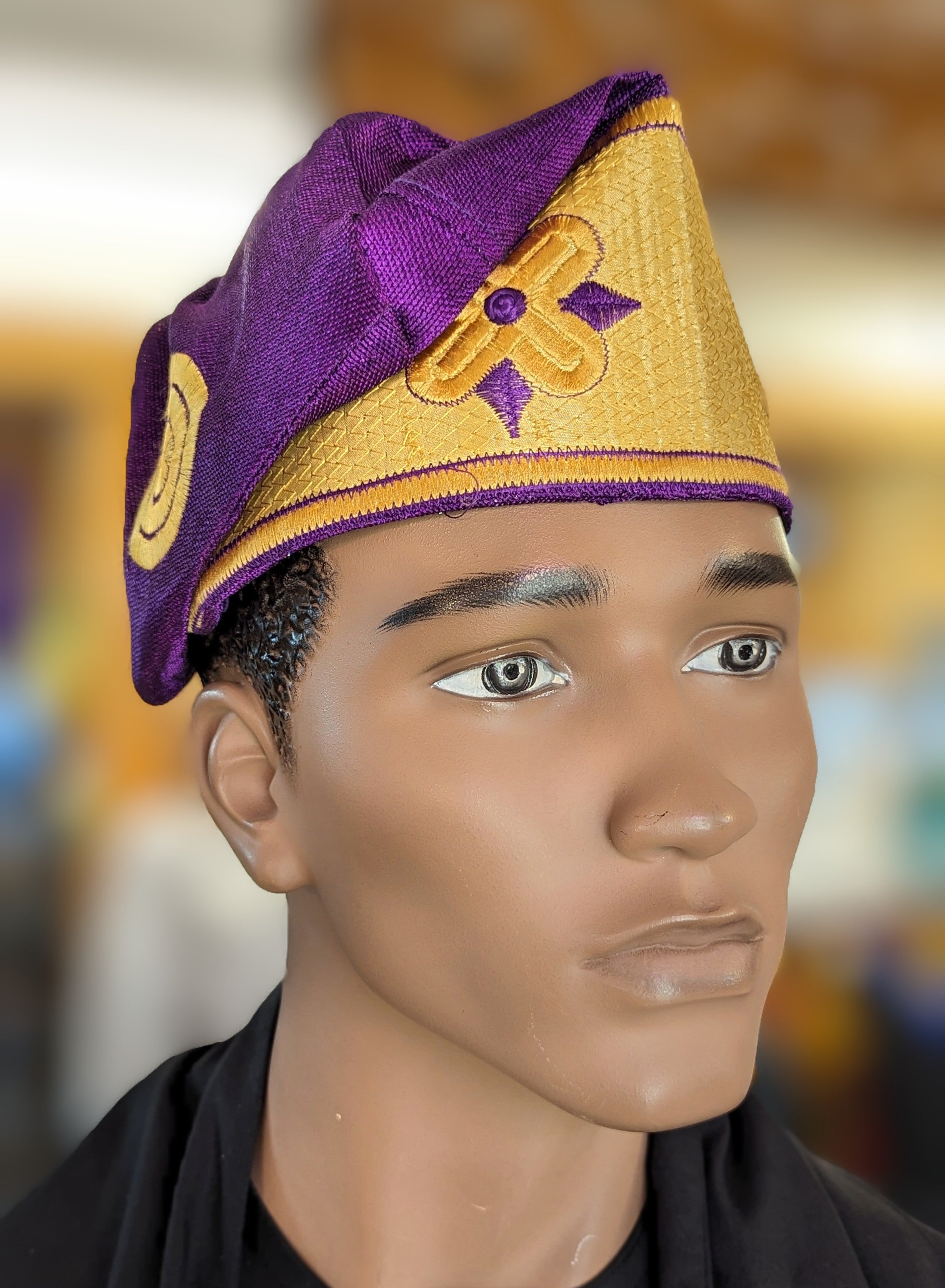 Dupsie's R茅nik茅 Purple African Aso Oke Kufi Cap Hat Kufi DPHAPGH30、mySite、solidvoid