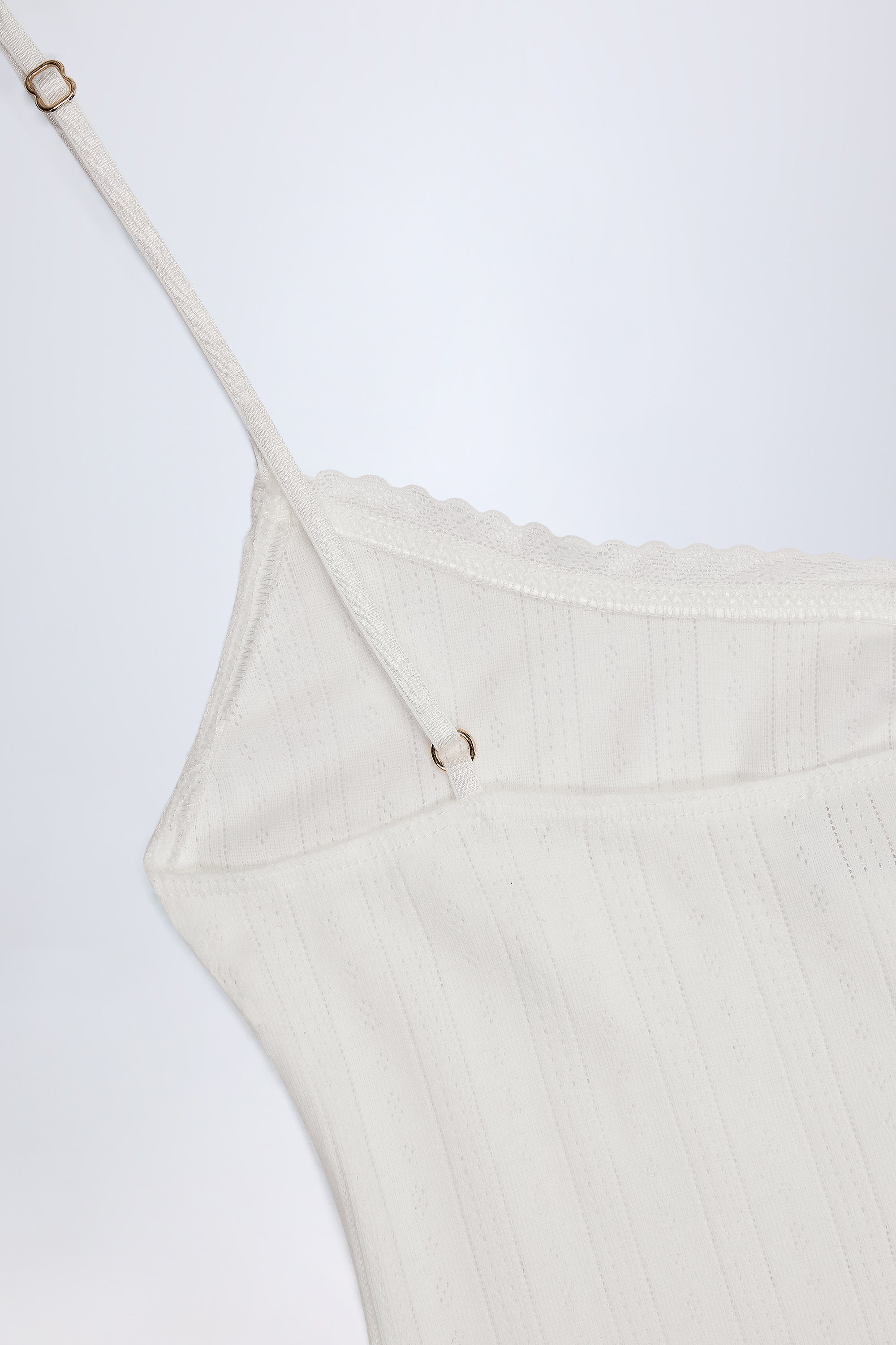  Pointelle Ruched A-Line Mini Dress in White、mySite、sugarbowlscore