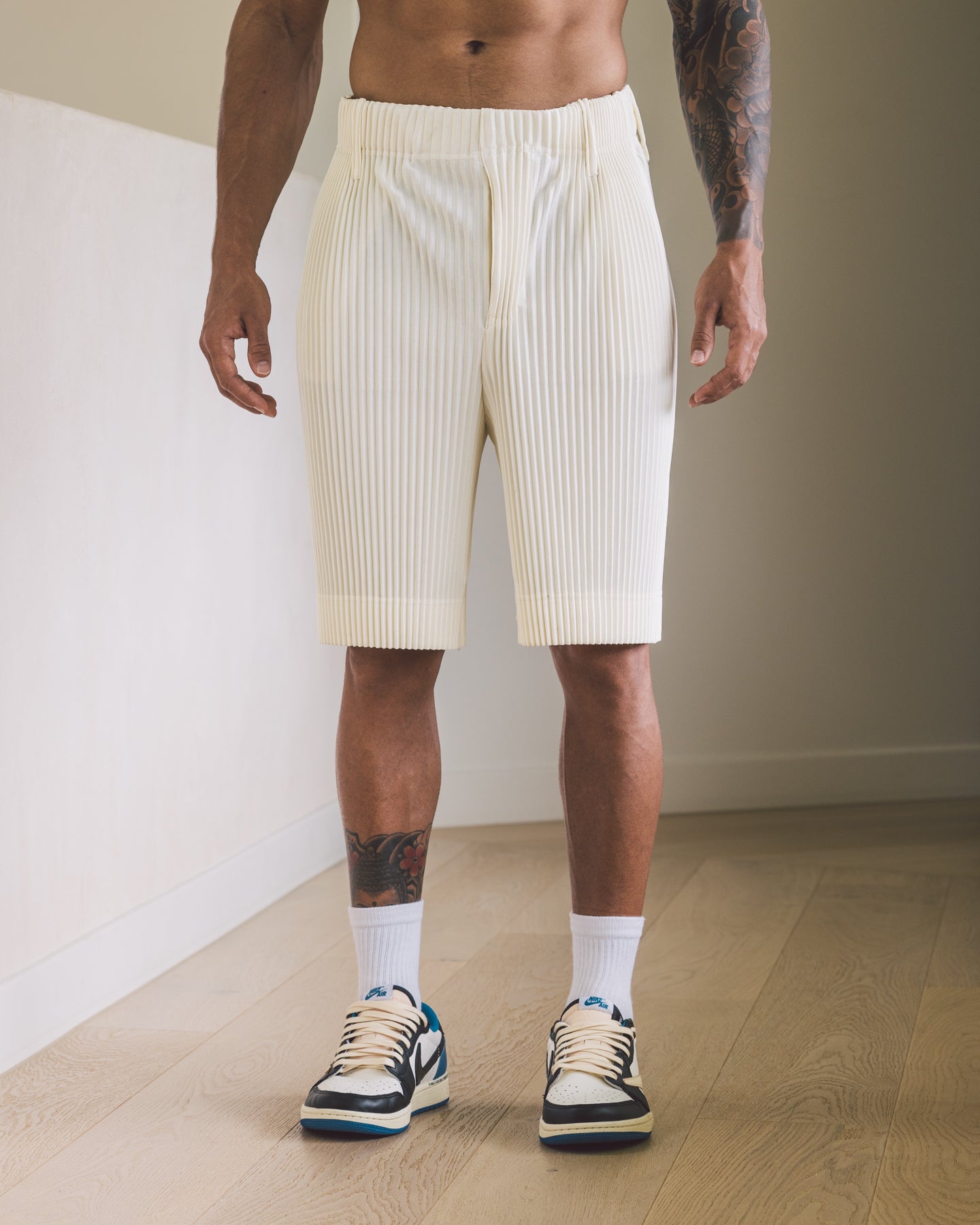 404 Harbour Plisse Shorts Ecru、mySite、zt4zffjzw