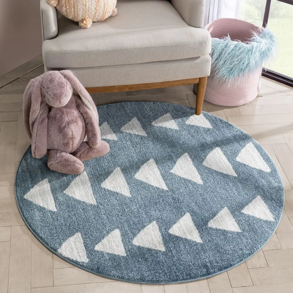 Triangles Modern Geometric Pattern Blue Kids Rug、mySite、gigharbornorthrealestate