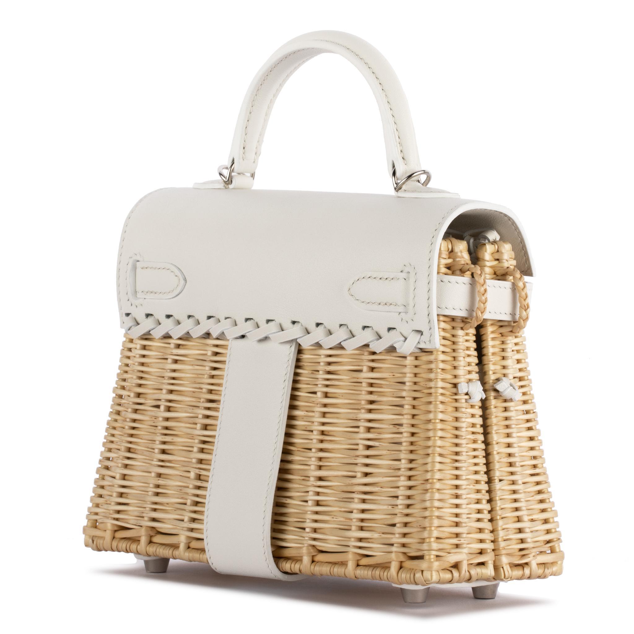 Hermès Kelly 20 Mini Picnic White, Swift & Osier Wicker Palladium Hardware、mySite、garminoutage.com