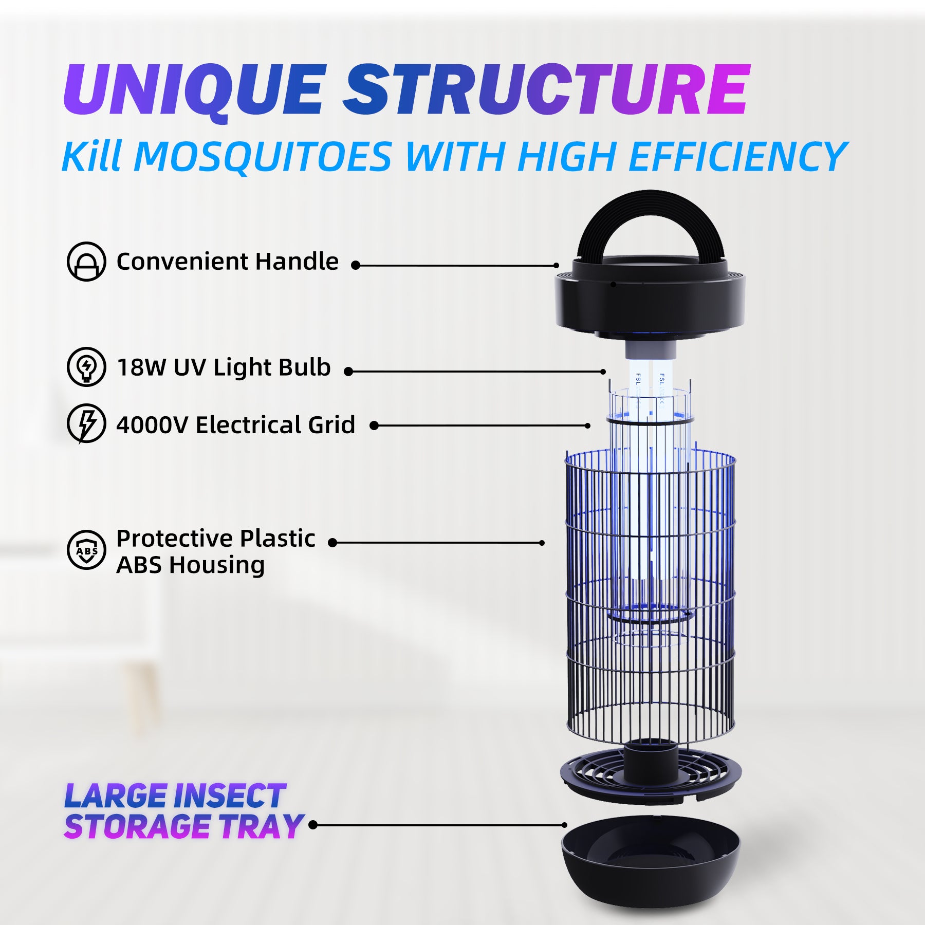 KLOUDIC Waterproof 4000V Mosquito Killer Electronic Insect Fly Trap Bug Zapper for Outdoor and Indoor Flies, Mosquitoes and Gnats、mySite、fannypackpong