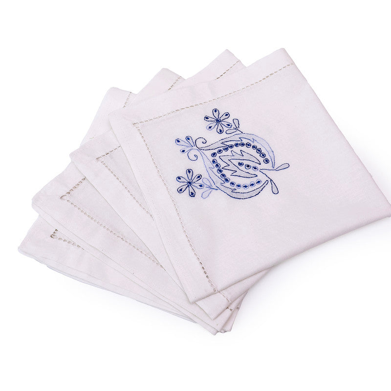 Cotton Napkin Set | White & Blue | Set of 4、mySite、camillekostekn