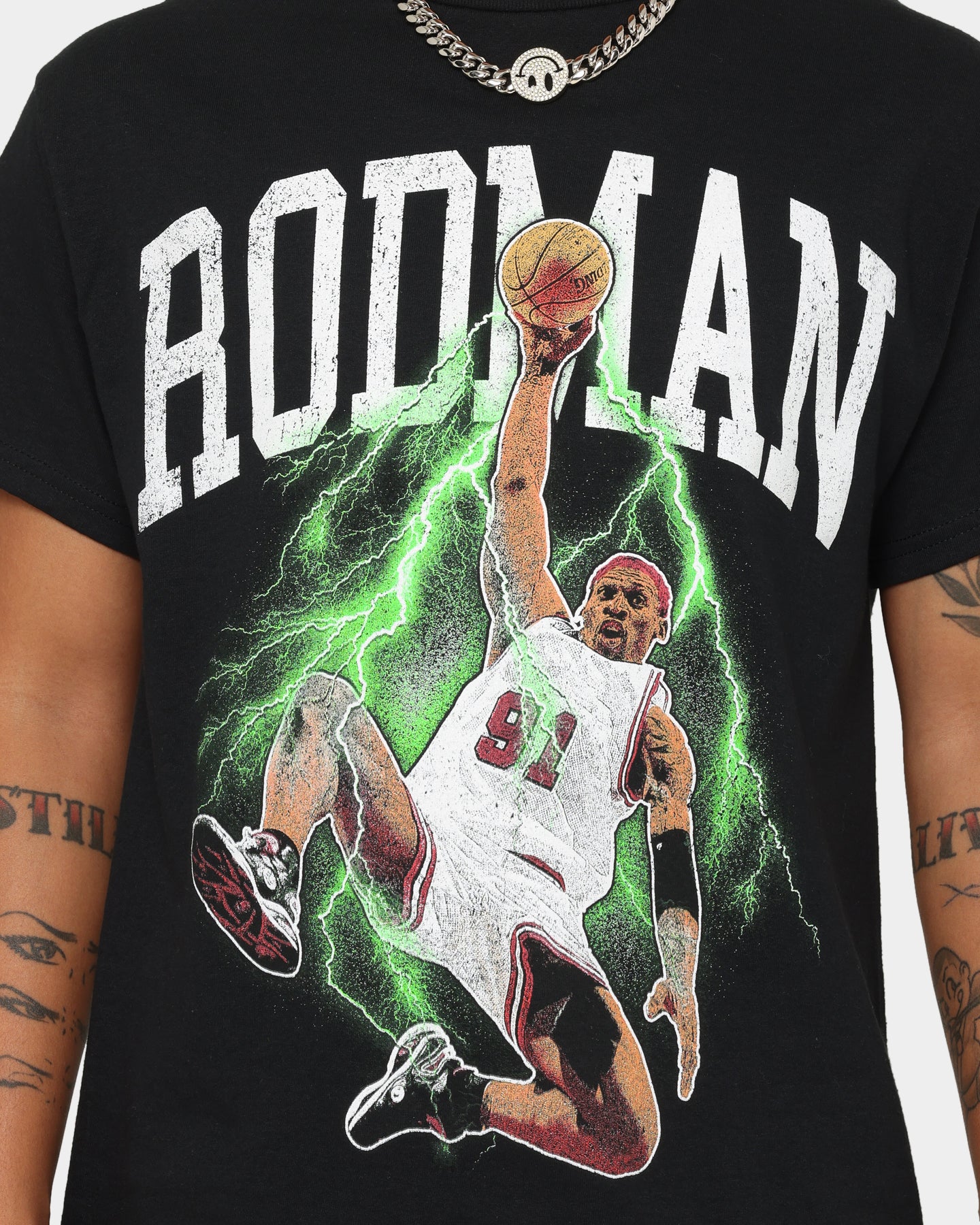 Rodman Brand Rodman Glow Dunk Vintage T-Shirt Black/Green、mySite、zt4zffjzw