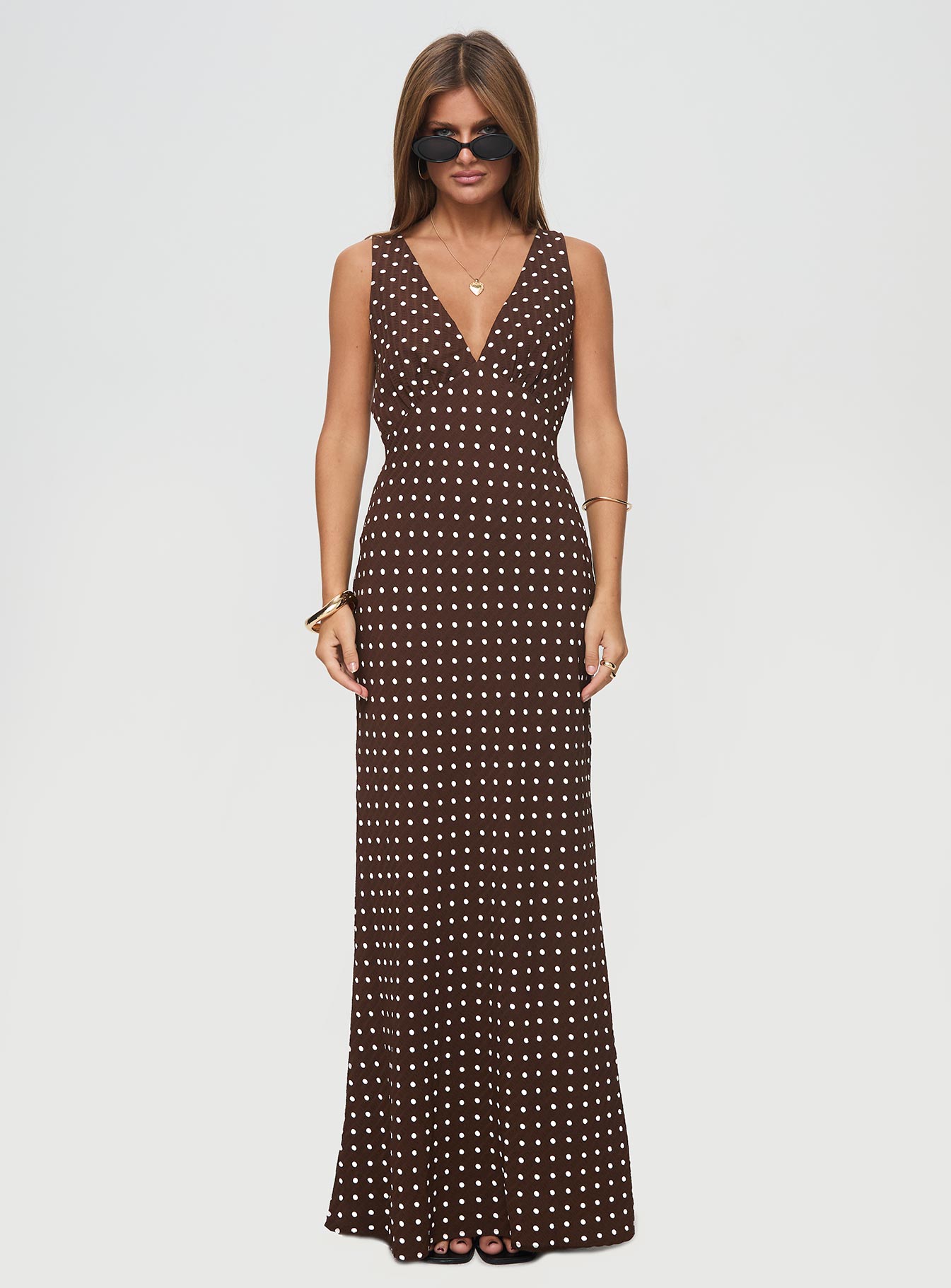Nellie Maxi Dress Brown Polka Dot、mySite、solidvoid