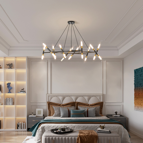 41" Golden Modern Chandelier Light Fixture, Branch Design with Frosted Tubes, Black Cords, Adjustable Height Pendant Light for Dining Room, Living Room, or Kitchen Island (Bulb Not Included)、、eastwooduniform