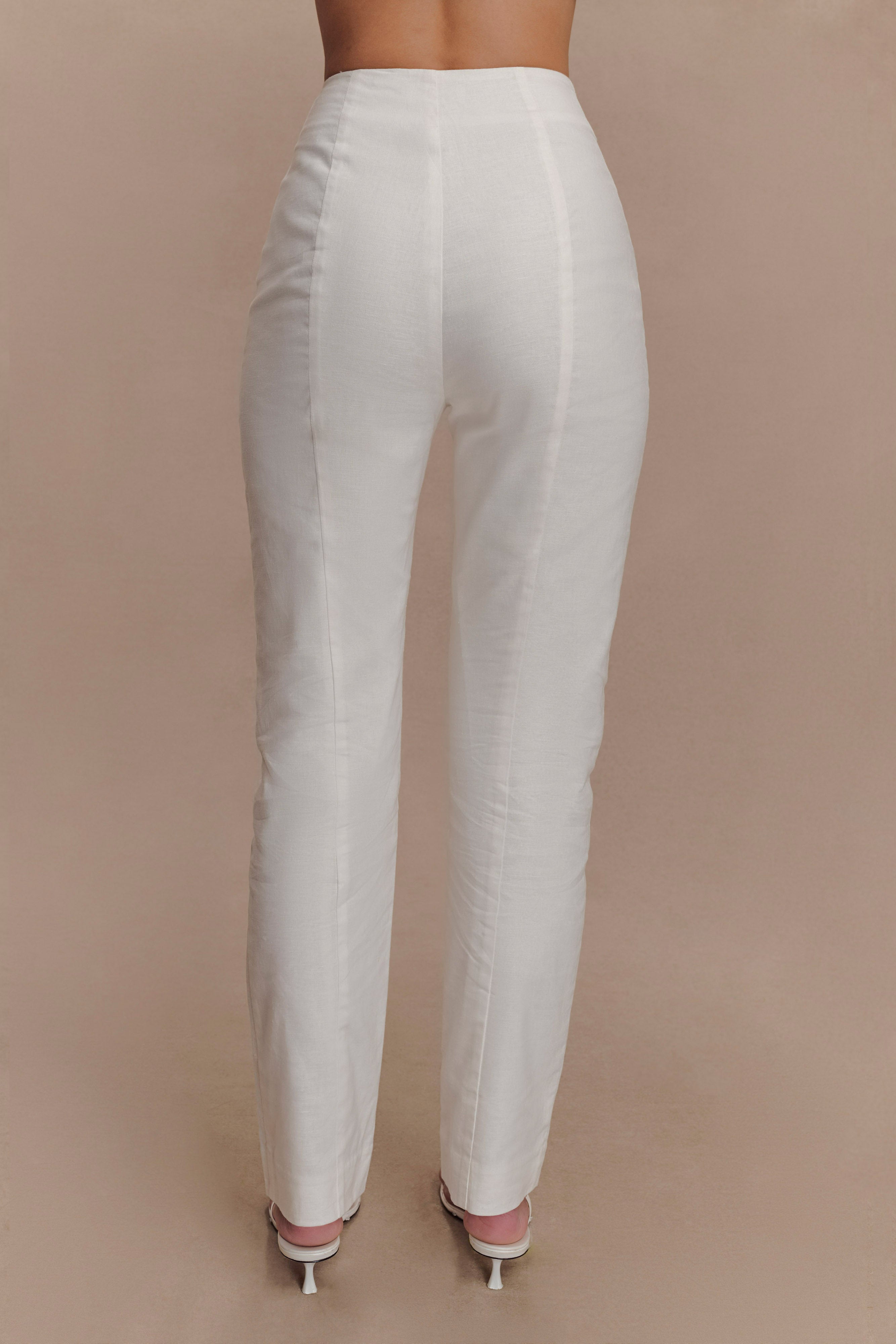Dora Linen Straight Leg Pant - Ivory、mySite、solidvoid