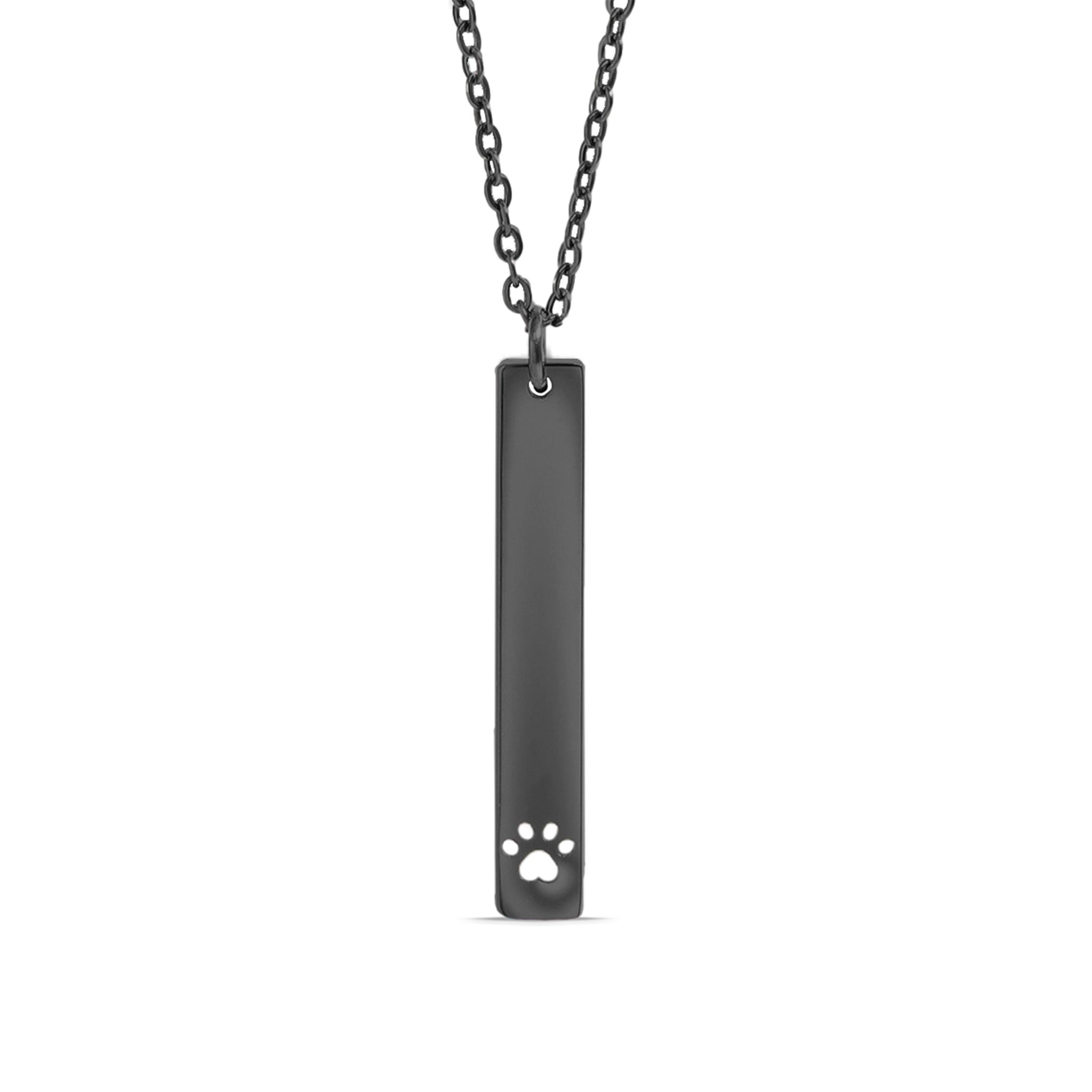 18K Gold PVD Stainless Steel Paw Print Cutout Vertical Blank Bar Necklace / SBB0300、mySite、dreamappss