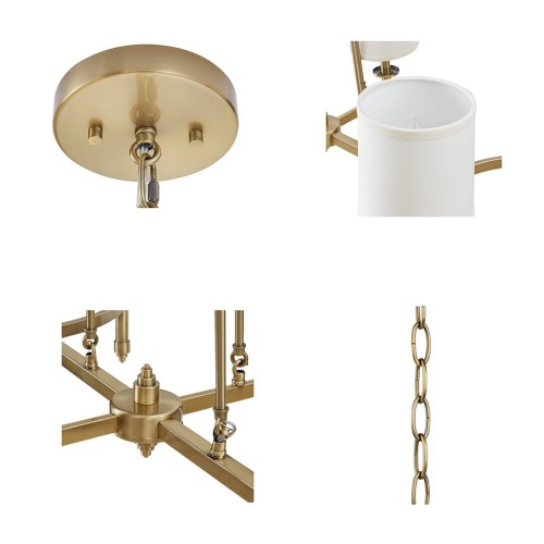 6-light Chandelier with Fabric Drum Shades Chrome See below、、eastwooduniform