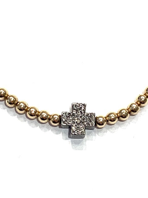 Erin Steele Jewelry Diamond Neutral Cross Beaded Bracelet、mySite、noshort