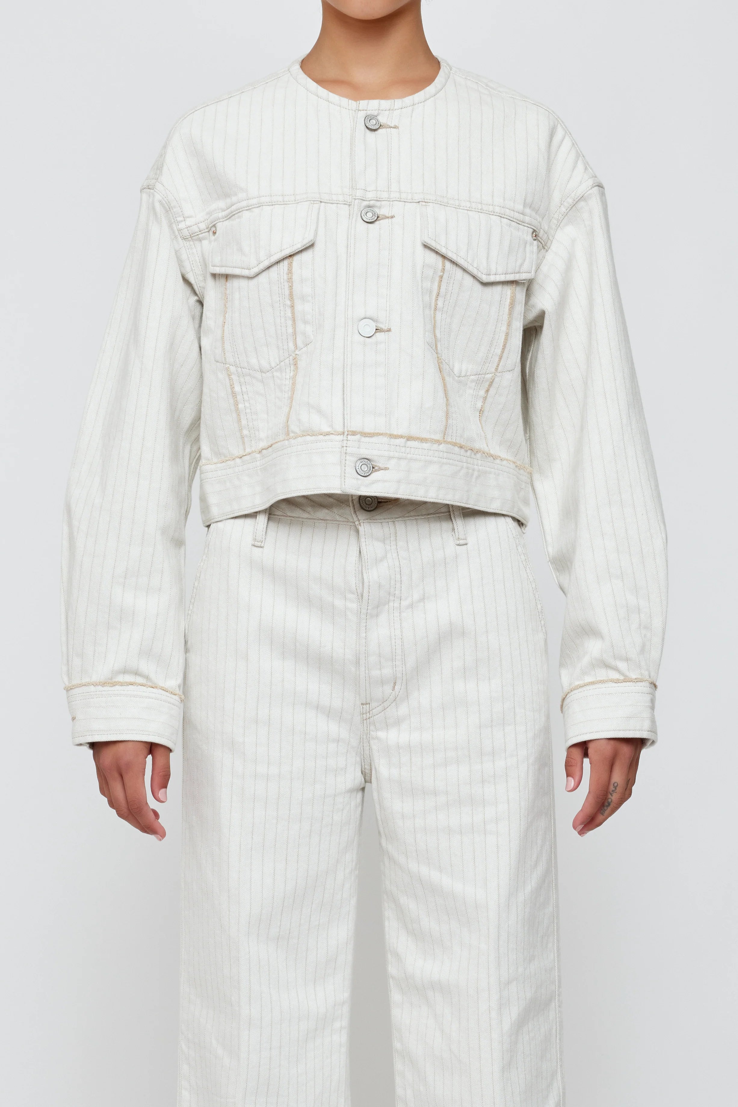 Moussy Vintage Fords No Collar Cropped Jacket、mySite、noshort