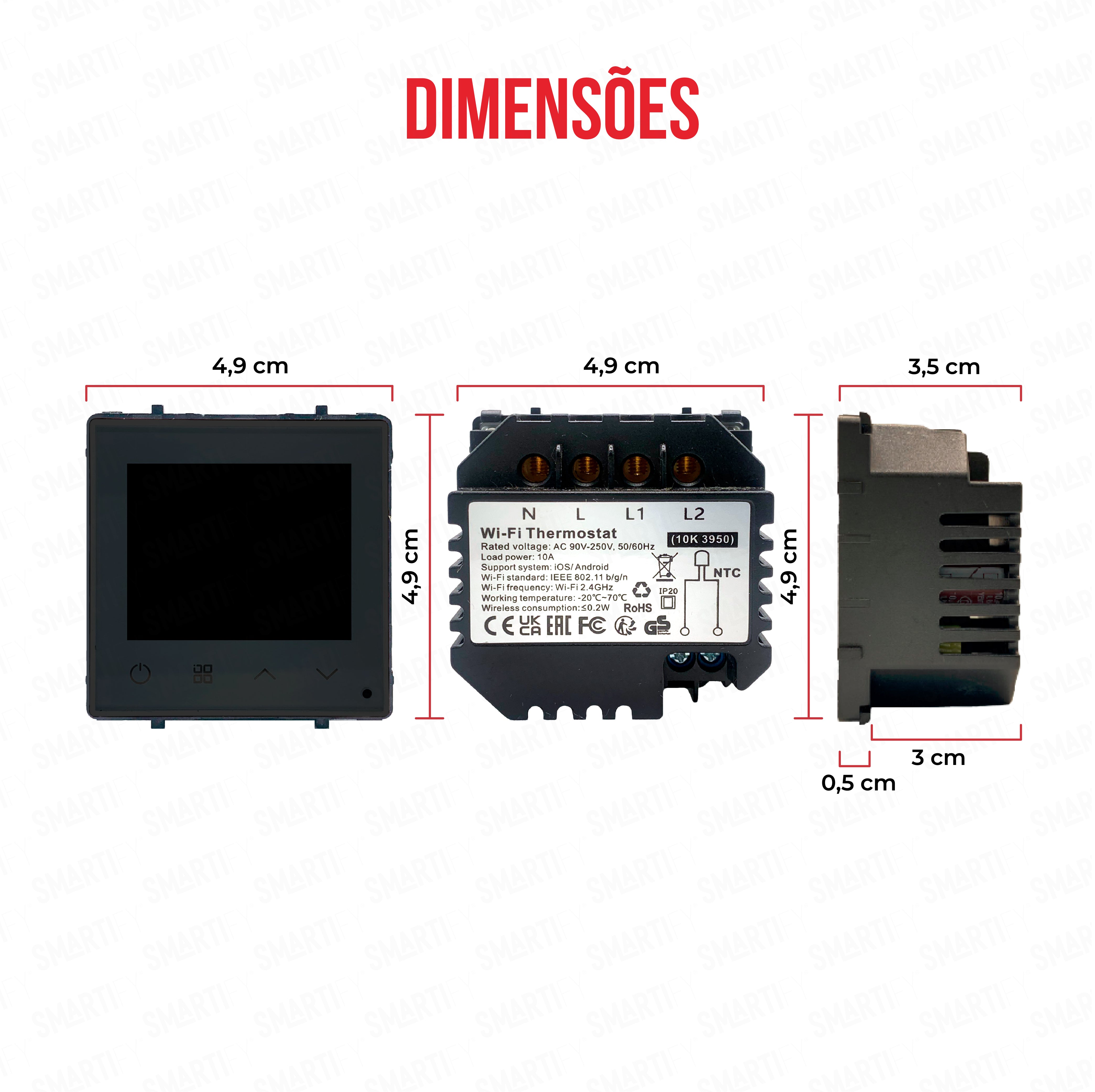 Smartify vPRO Módulo Termóstato piso Radiante Elétrico Inteligente Wifi Preto - SYPMTTEWFPR、mySite、fannypackpong