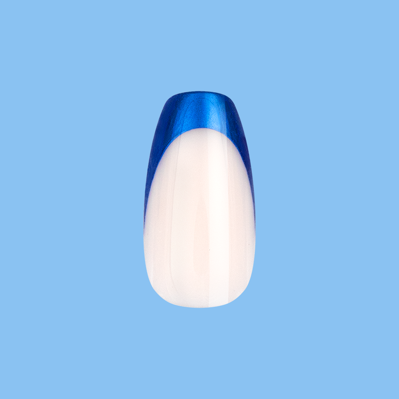 Blue Metallic French - Press-On | Medium | Coffin - Part of Set、mySite、solidvoid