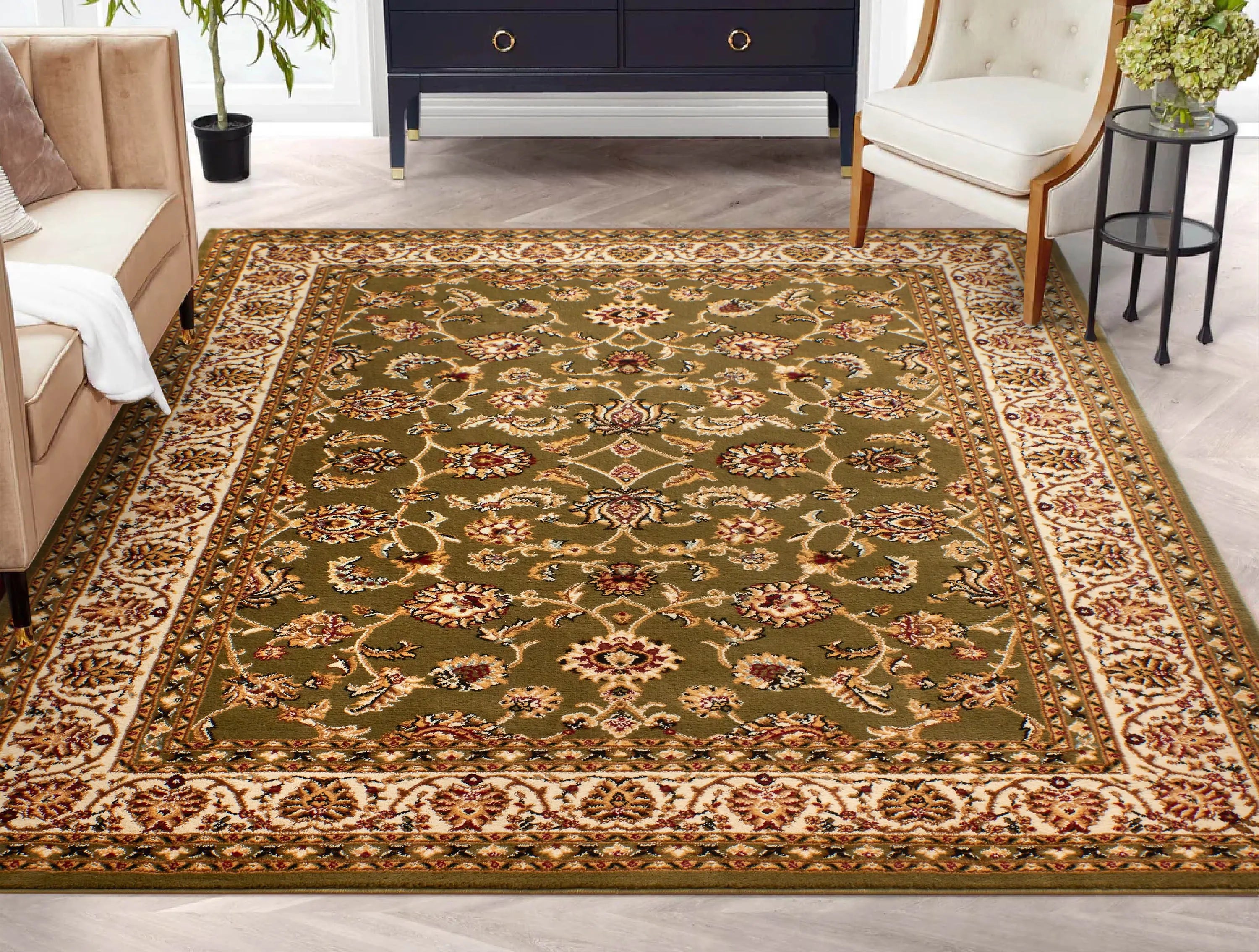 Sarouk Green Traditional Rug、mySite、gigharbornorthrealestate