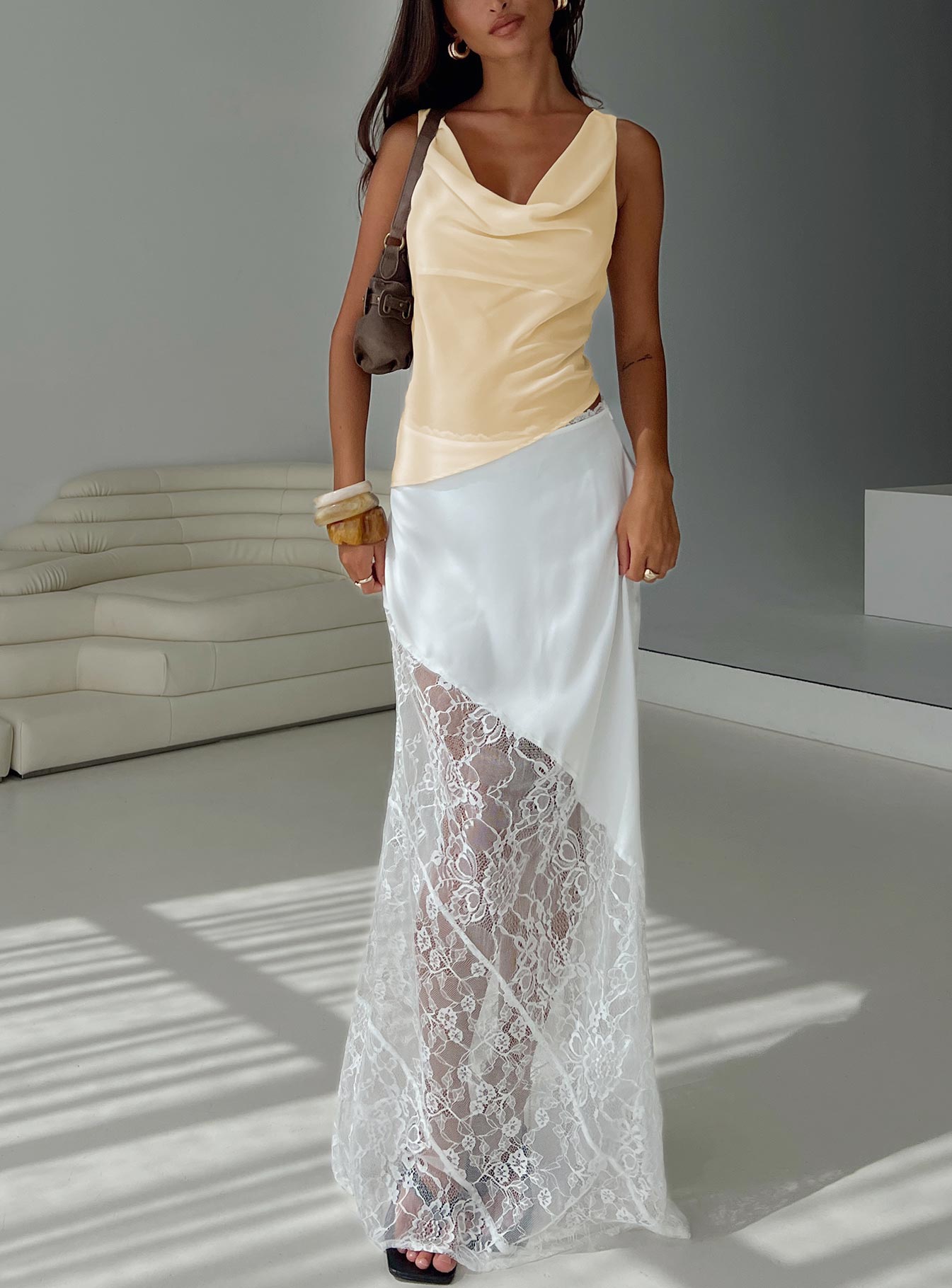 Castelli Lace Maxi Skirt White、mySite、solidvoid