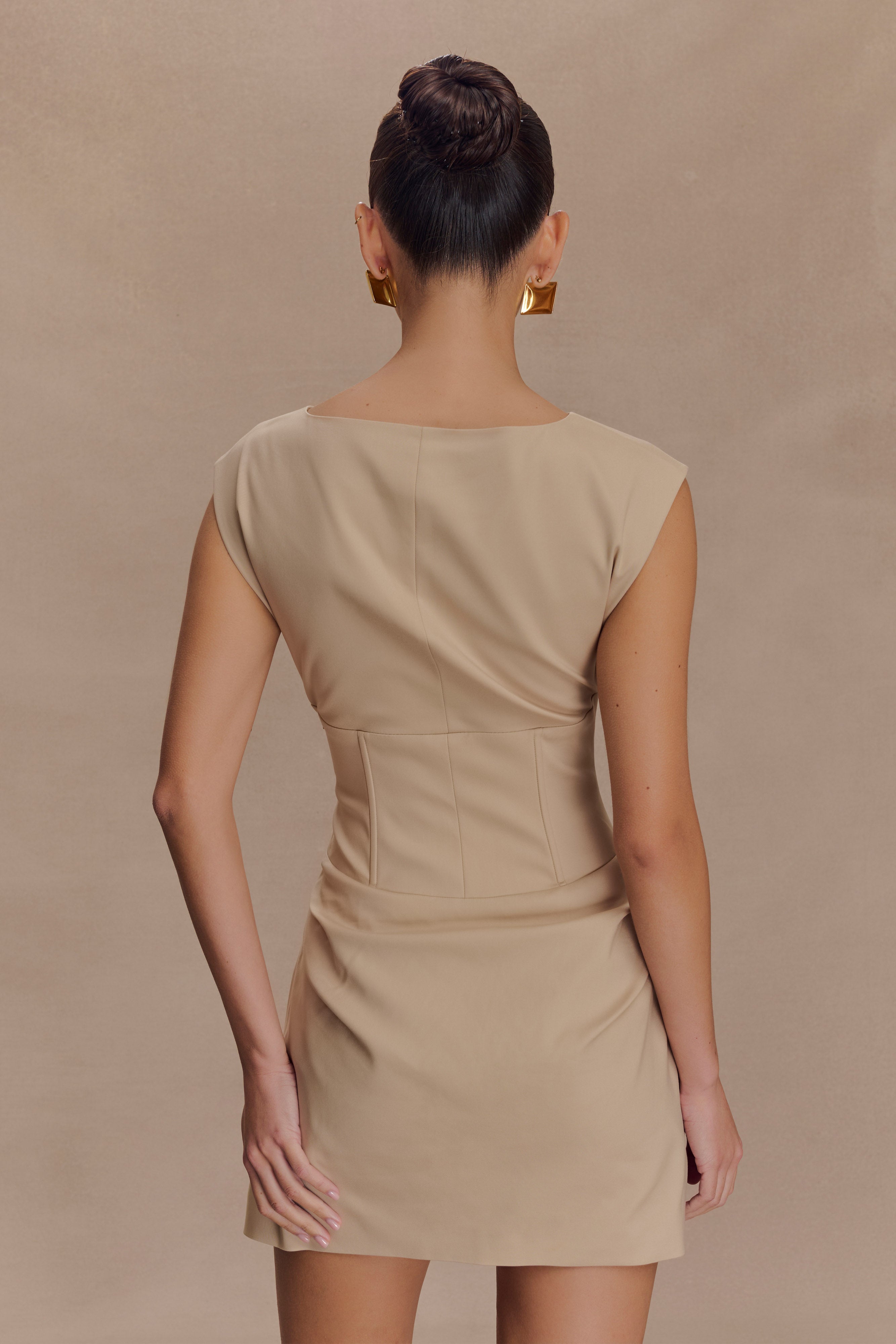 Doris Sleeveless Mini Dress - Camel、mySite、solidvoid